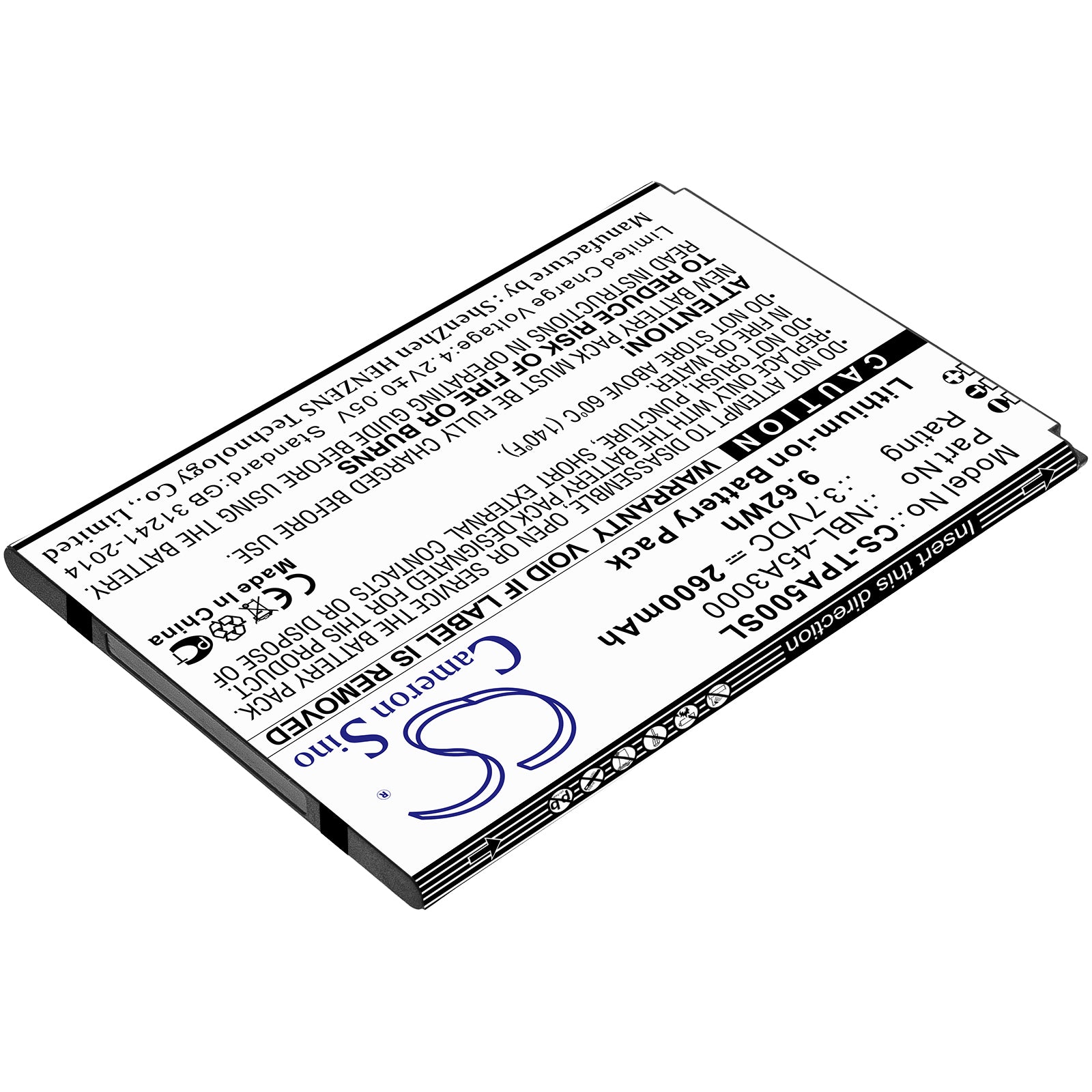 Li-ion Battery fits Tp-link, Neffos A5, Tp7032a 3.7V, 2600mAh Mobile & SmartPhone Cameron Sino Technology Limited