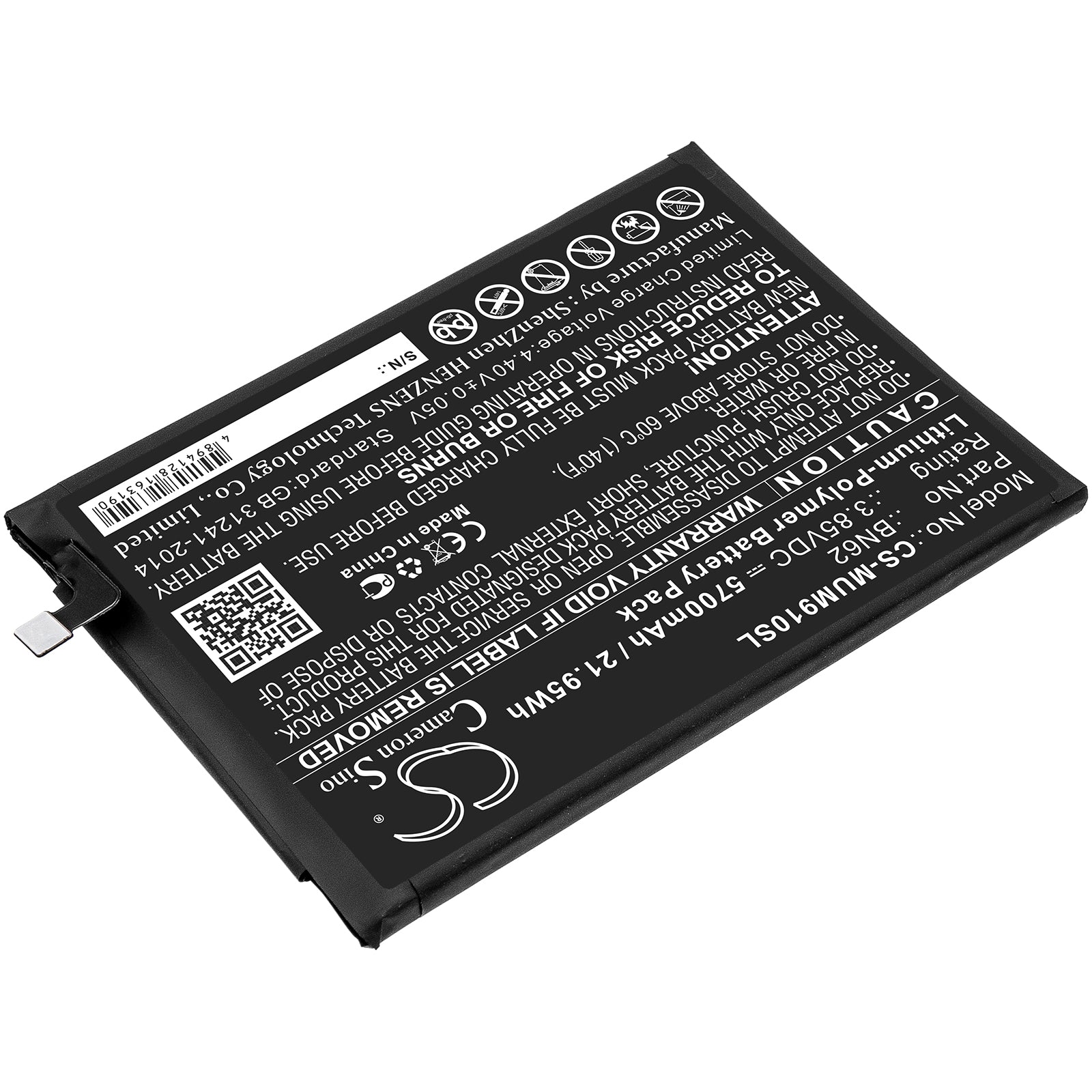 Li-Polymer Battery fits Poco, M2010j19ci, M3 3.85V, 5700mAh Mobile & SmartPhone Cameron Sino Technology Limited