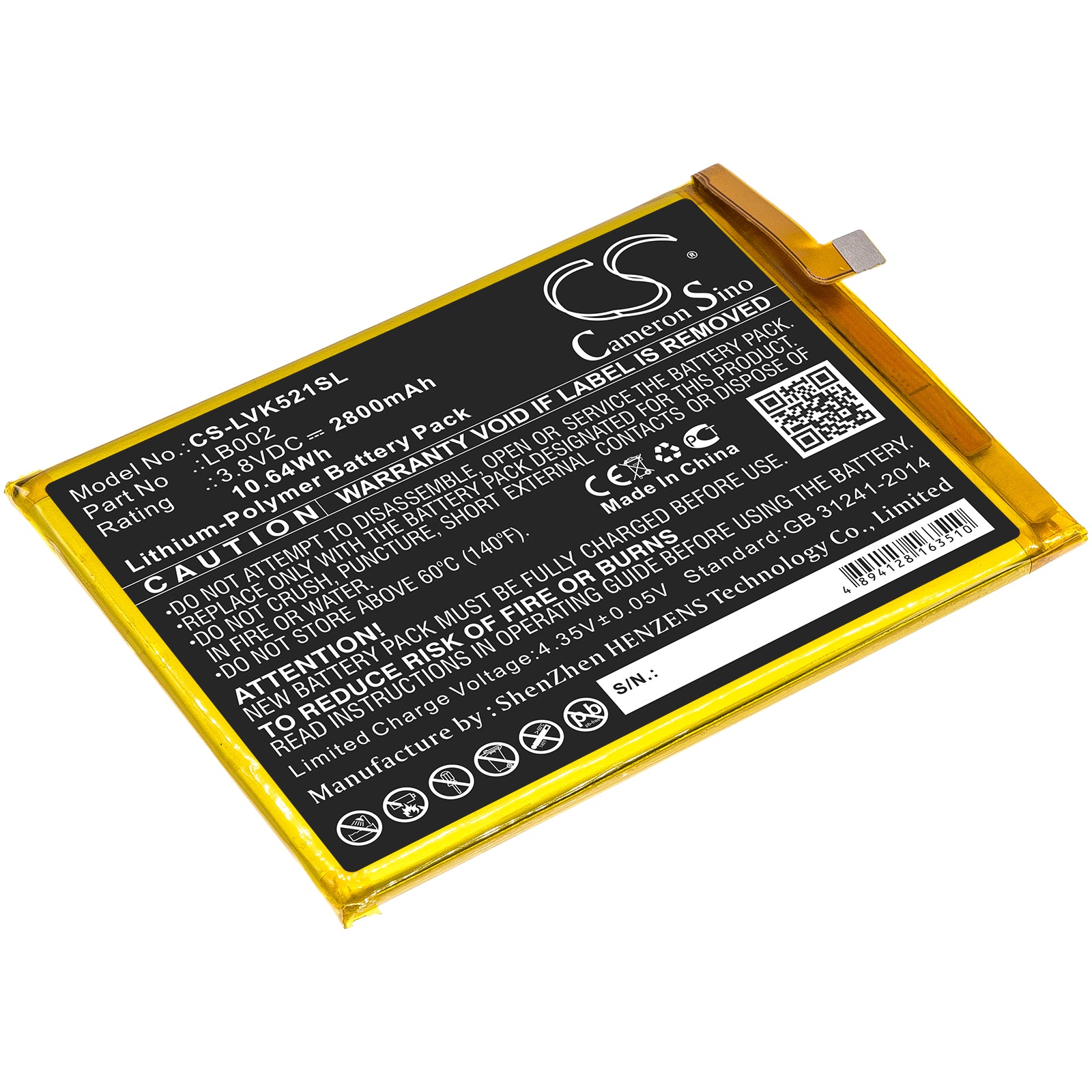 Li-Polymer Battery fits Lenovo, K520, K520t Pro 3.8V, 2800mAh Mobile & SmartPhone Cameron Sino Technology Limited