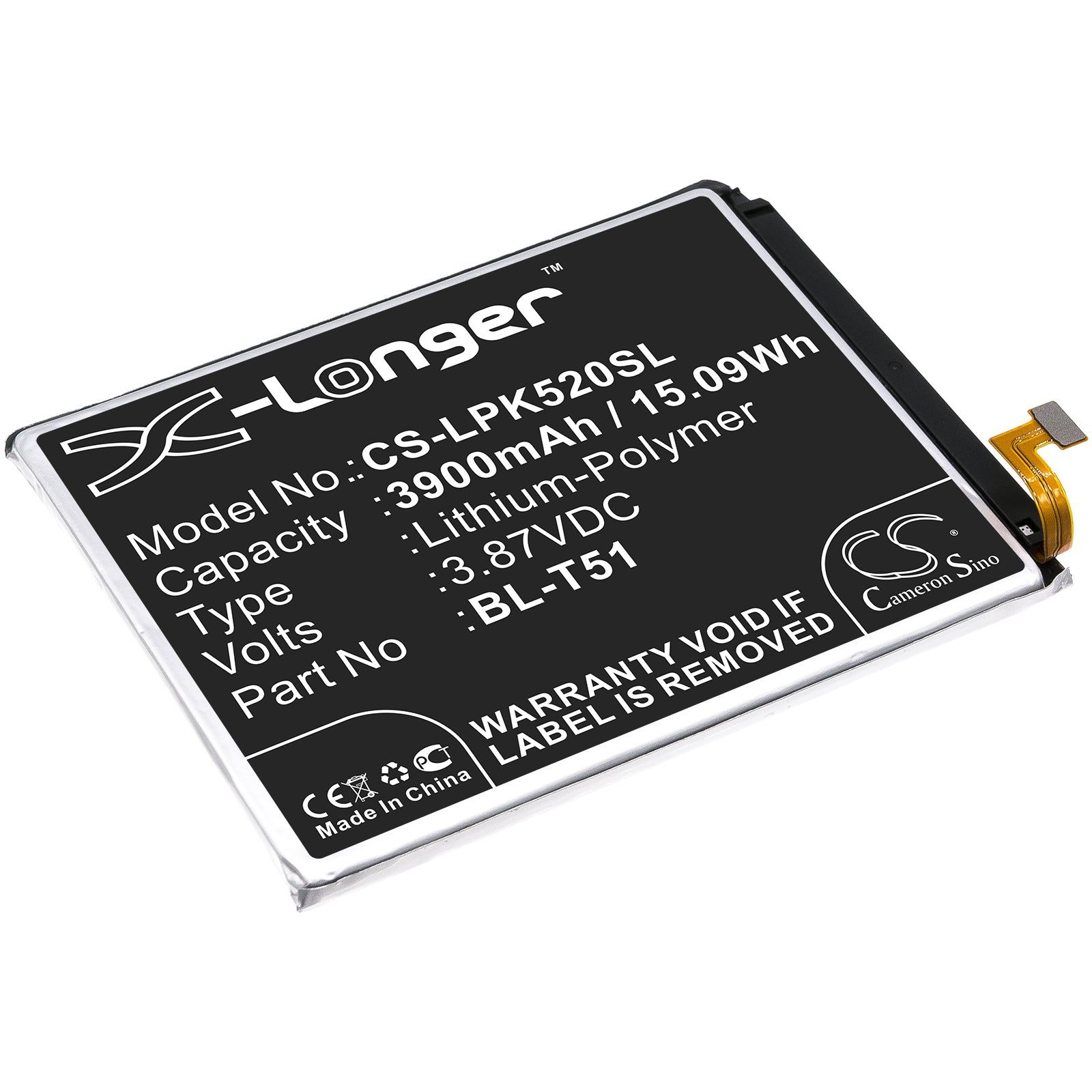 Li-Polymer Battery fits Lg, K420, K420bmw 3.87V, 3900mAh Mobile & SmartPhone Cameron Sino Technology Limited