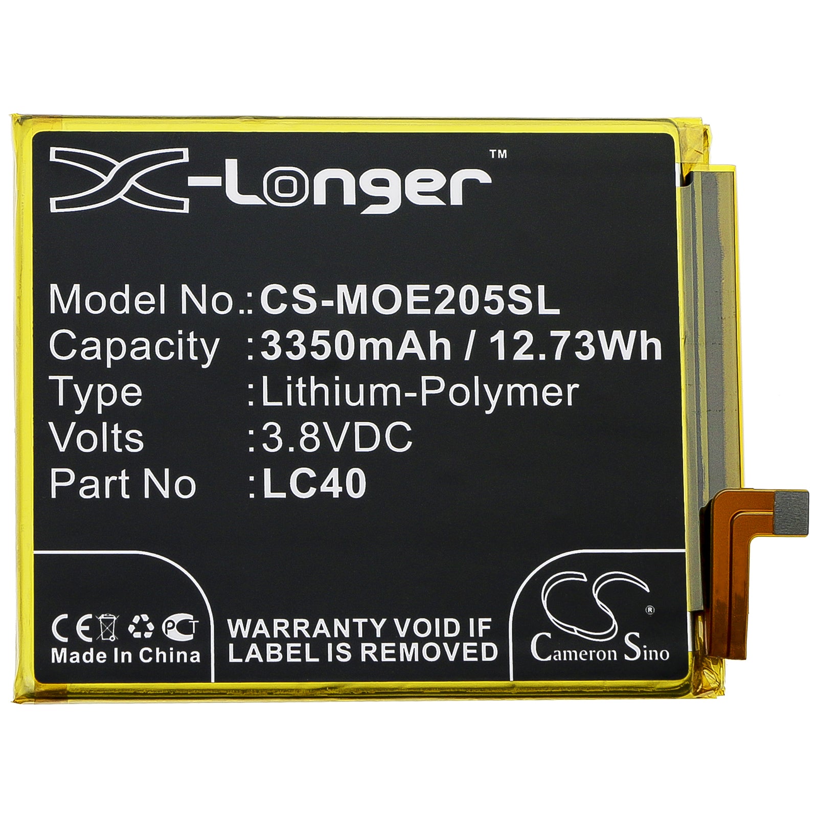 Li-Polymer Battery fits Motorola, Moto E 2020, Moto E7 3.8V, 3350mAh Mobile & SmartPhone Cameron Sino Technology Limited