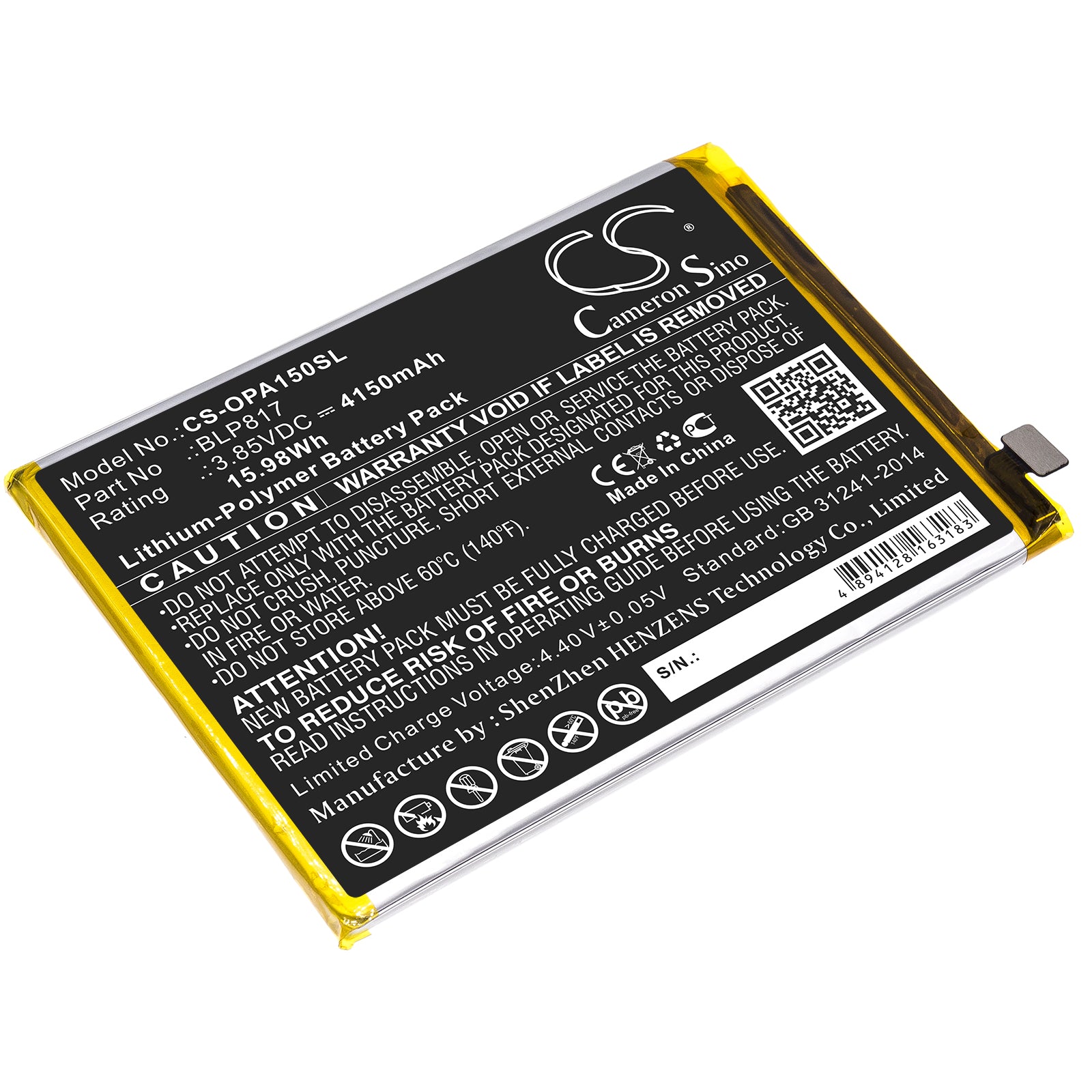Li-Polymer Battery fits Oppo, A15, A15 2020 3.85V, 4150mAh Mobile & SmartPhone Cameron Sino Technology Limited