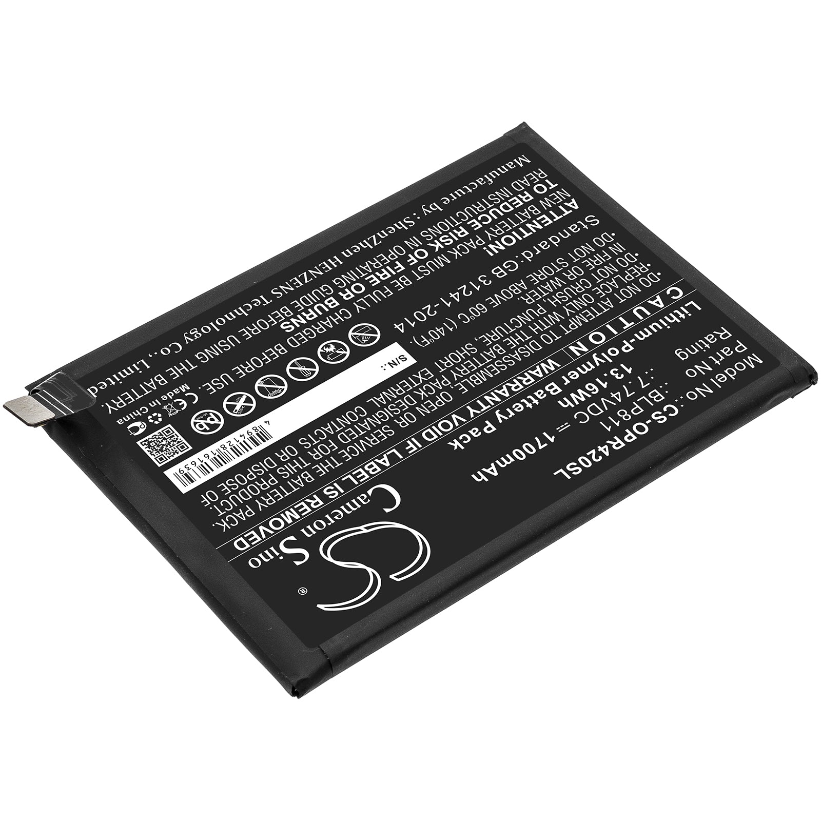 Li-Polymer Battery fits Oppo, Reno4 Se 7.74V, 1700mAh Mobile & SmartPhone Cameron Sino Technology Limited