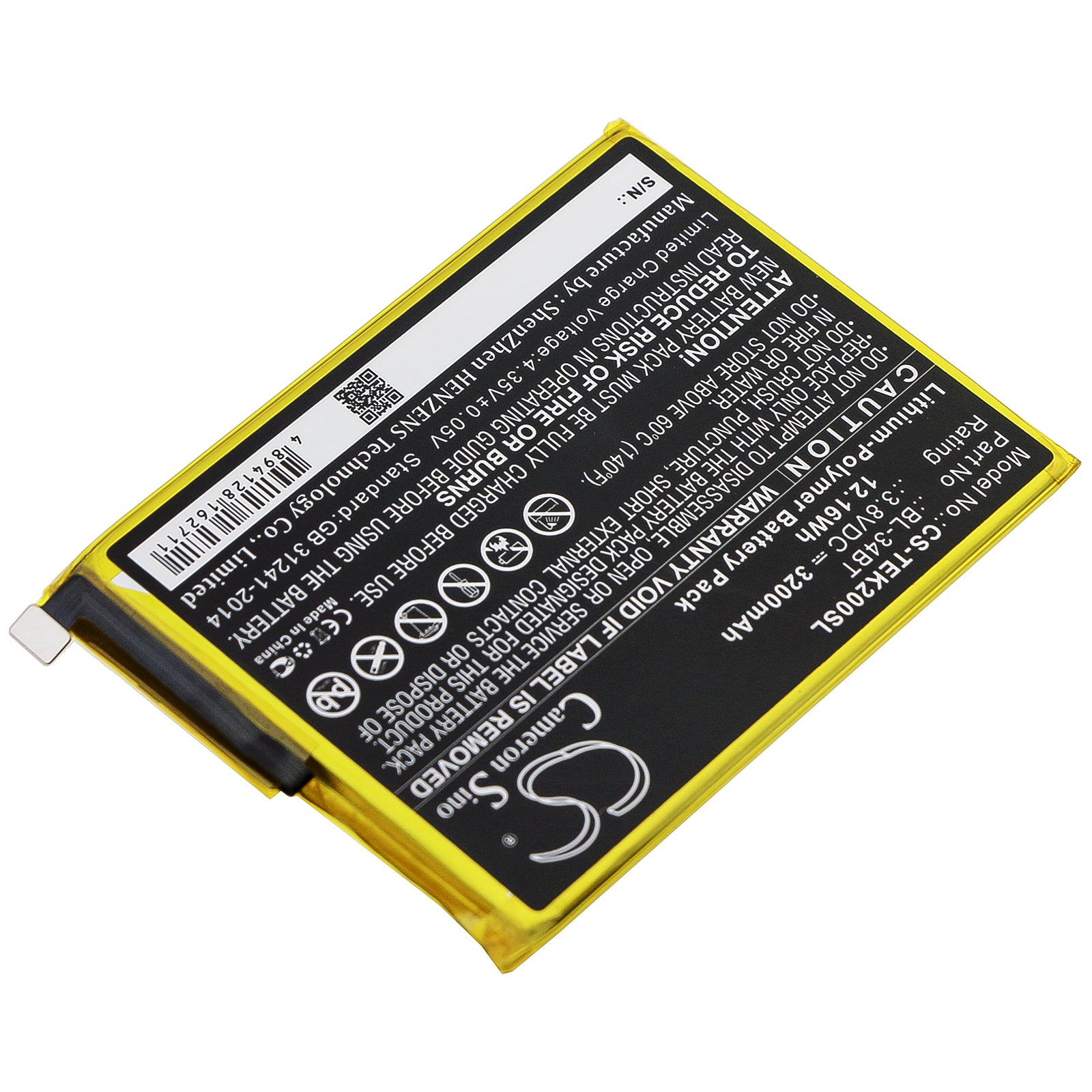 Li-Polymer Battery fits Tecno, Ka7, Ka7o 3.8V, 3200mAh Mobile & SmartPhone Cameron Sino Technology Limited