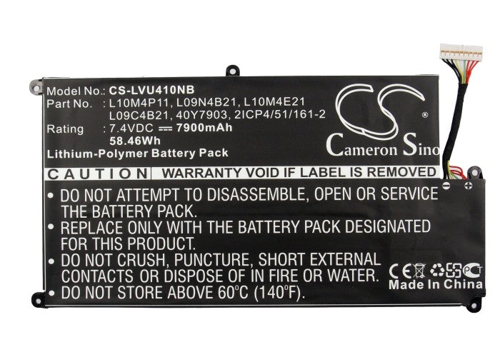 Li-Polymer Battery fits Lenovo, Ideapad U40-ifi, Ideapad U410 7.4V, 7900mAh Notebook & Laptop Cameron Sino Technology Limited