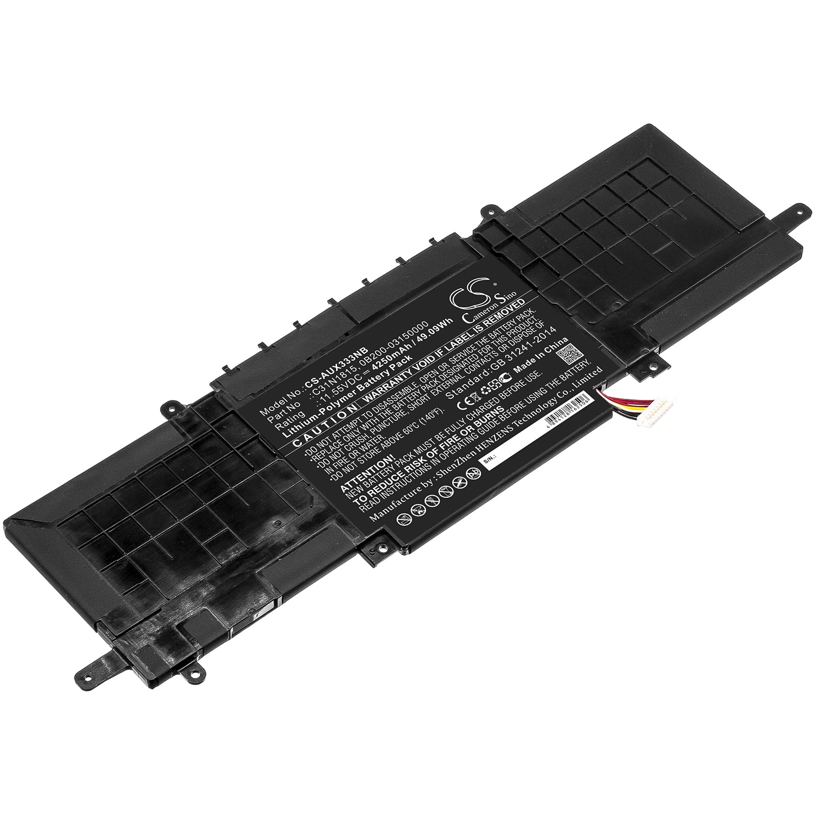 Li-Polymer Battery fits Asus, Bx333fn, Rx333fa 11.55V, 4250mAh Notebook & Laptop Cameron Sino Technology Limited