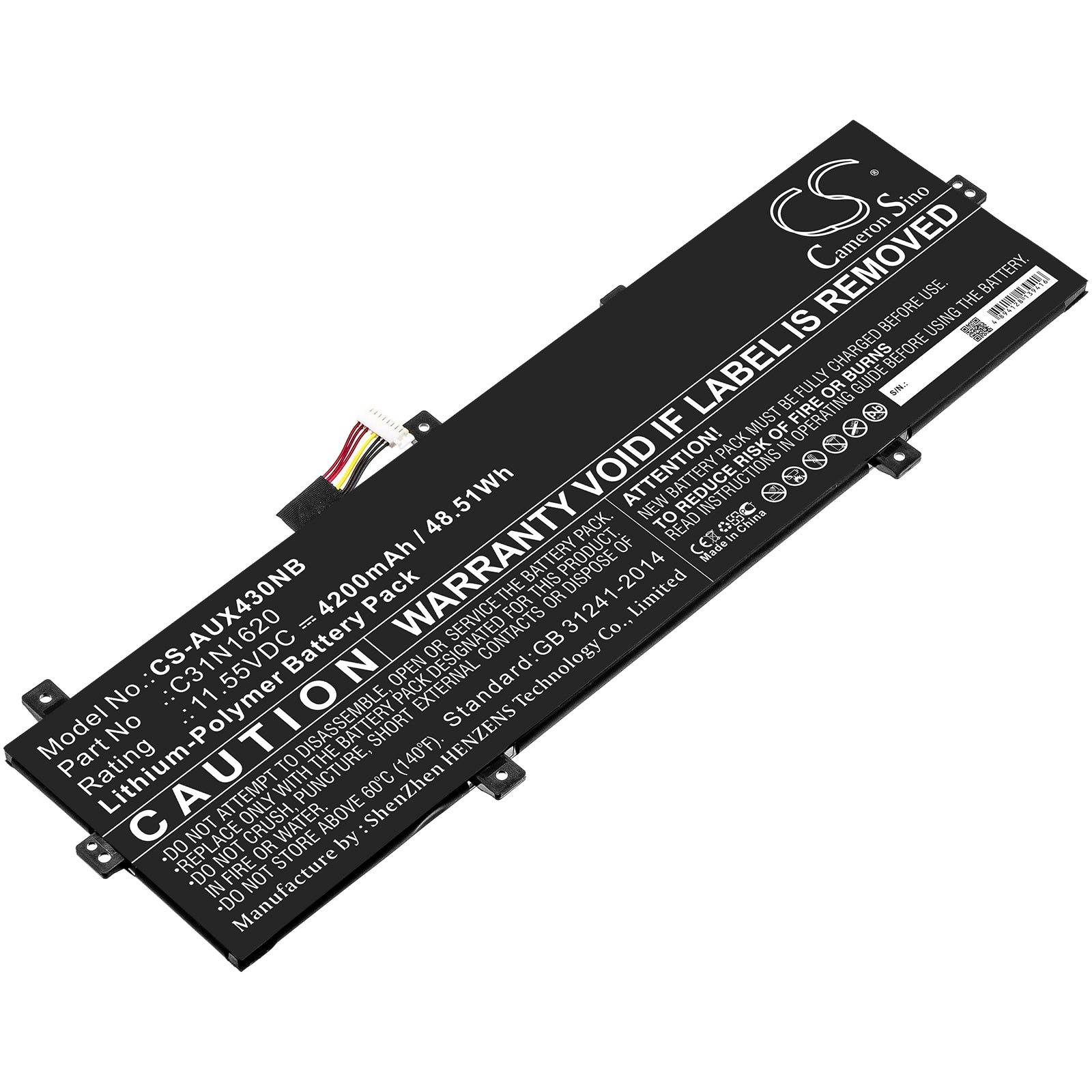 Li-Polymer Battery fits Asus, Bx430, Bx430ua 11.55V, 4200mAh Notebook & Laptop Cameron Sino Technology Limited