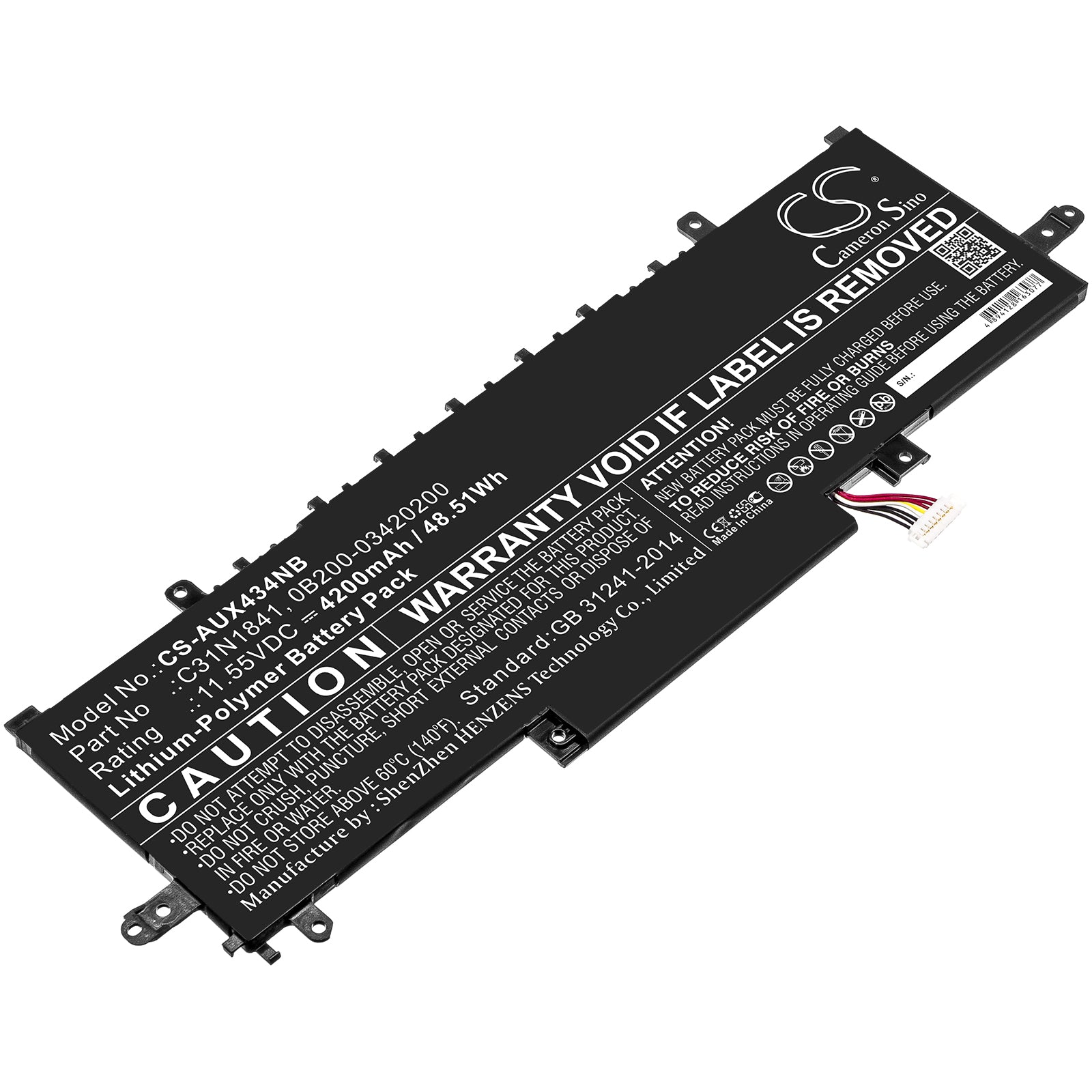 Li-Polymer Battery fits Asus, Ux334, Ux334fl-0043b8565u 11.55V, 4200mAh Notebook & Laptop Cameron Sino Technology Limited