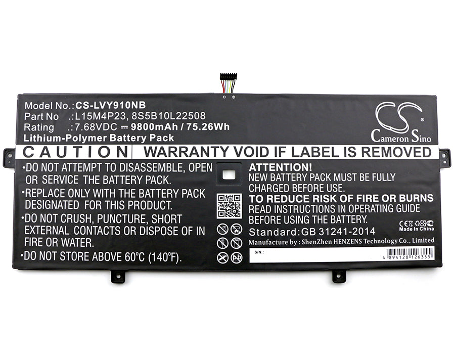 Li-Polymer Battery fits Lenovo, Yoga 5 Pro, Yoga 5 Pro(512g) 7.68V, 8100mAh Notebook & Laptop Cameron Sino Technology Limited