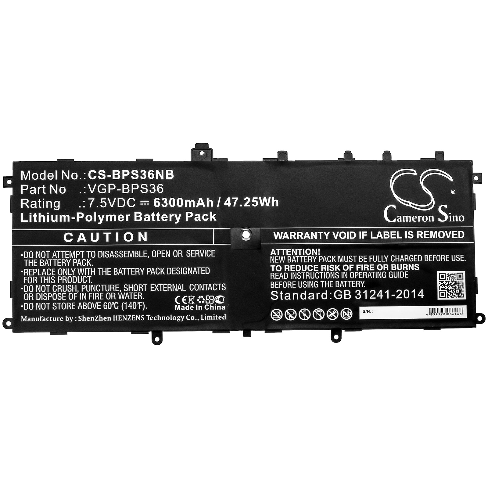 Li-Polymer Battery fits Sony, Svd13211cg, Svd13211cgb 7.5V, 6300mAh Notebook & Laptop Cameron Sino Technology Limited