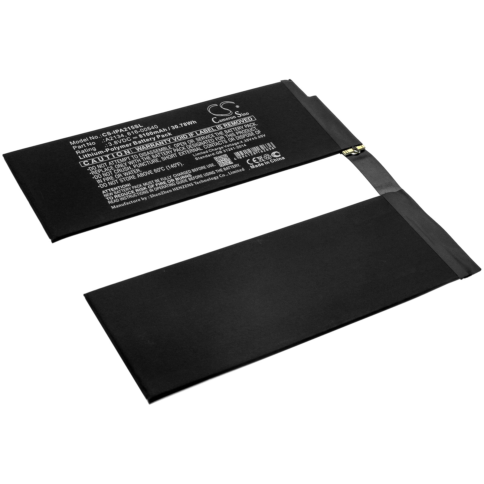 Li-Polymer Battery fits Apple, A2123, A2152 3.8V, 8100mAh Tablet Cameron Sino Technology Limited