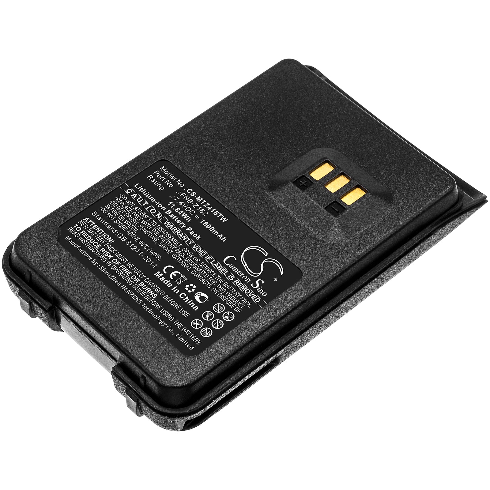 Li-ion Battery fits Motorola, Magone V418d, Magone V468 7.4V, 1600mAh Two-Way Radio Cameron Sino Technology Limited