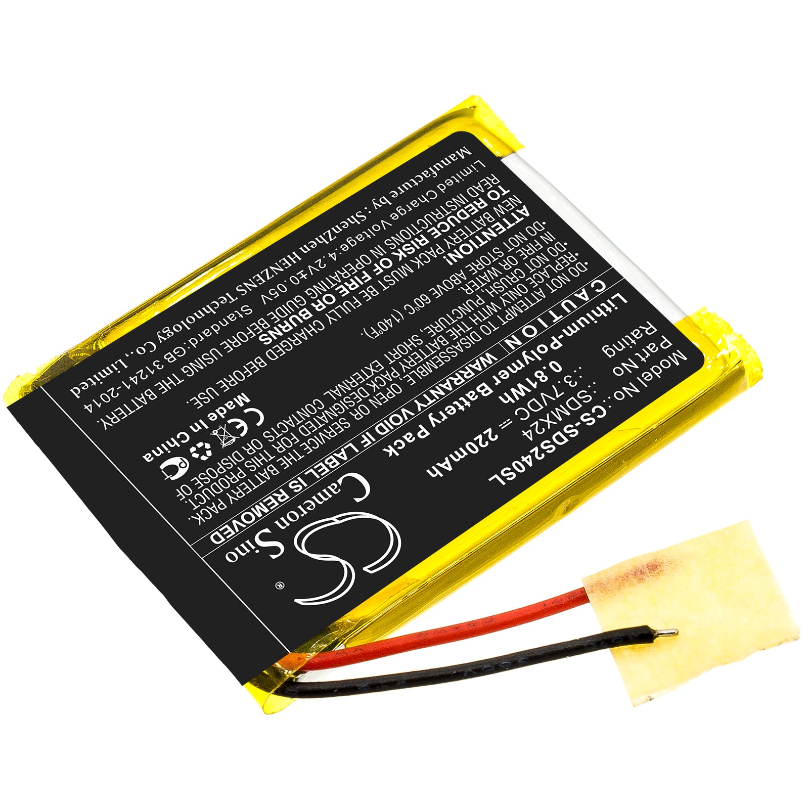 Li-Polymer Battery fits Sandisk, Sansa Clip Sport 3.7V, 220mAh Media Player Cameron Sino Technology Limited
