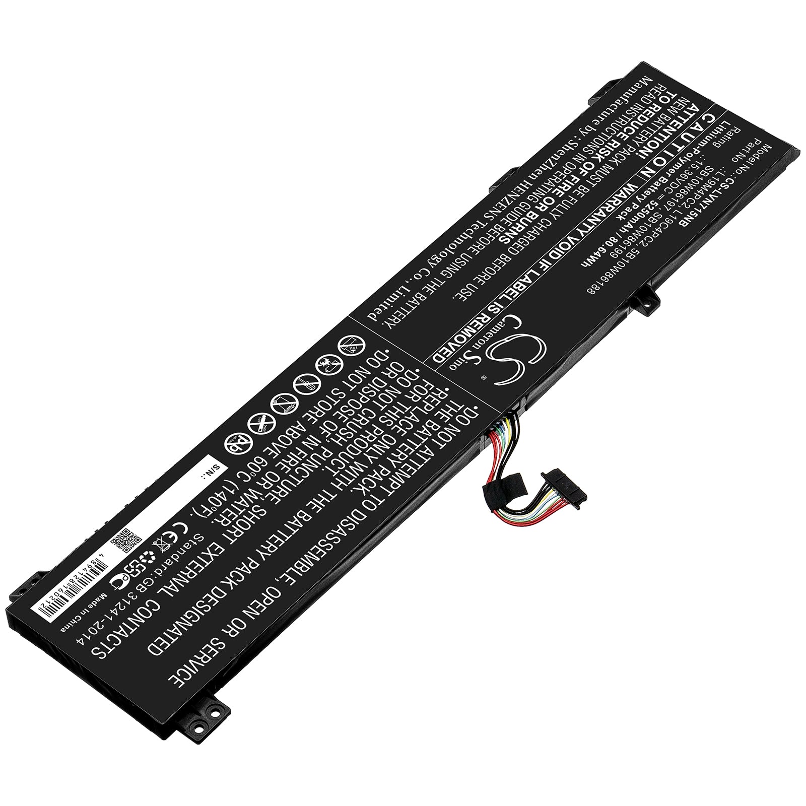 Li-ion Battery fits Lenovo, 5b10w86188, L19c4pc2, L19m4pc2, Sb10w86197, Sb10w86199 15.36V, 5250mAh Notebook & Laptop Cameron Sino Technology Limited