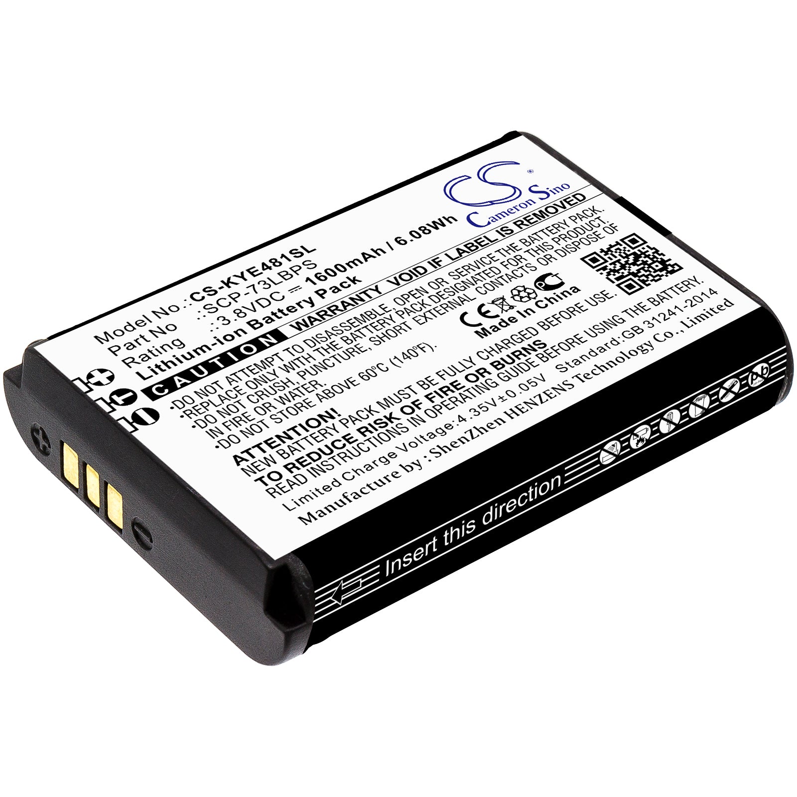 Li-ion Battery fits Kyocera, Duraxv Extreme, E4810 3.8V, 1600mAh Mobile & SmartPhone Cameron Sino Technology Limited