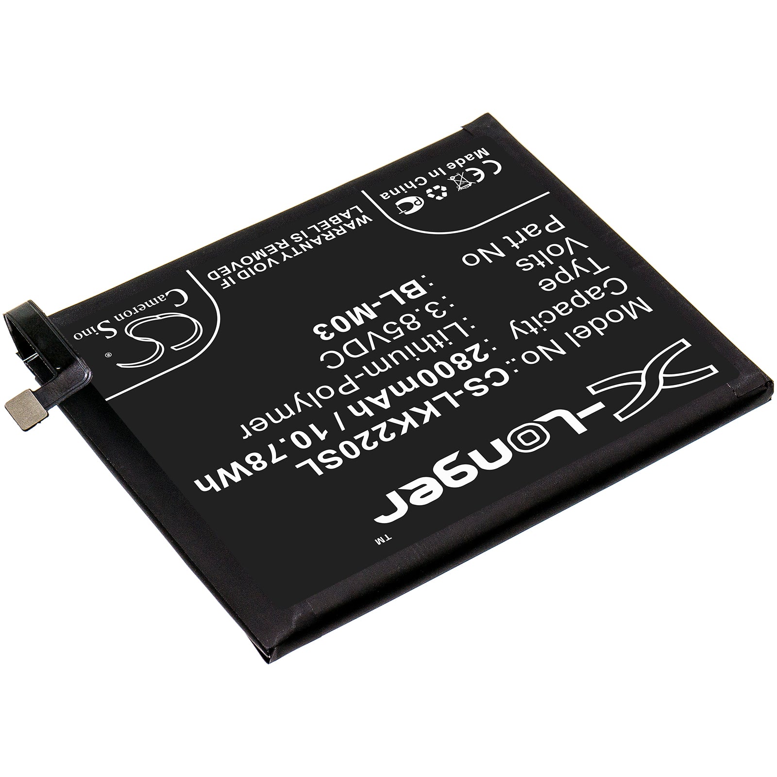 Li-Polymer Battery fits Lg, K200bmw, K22 2020 3.85V, 2800mAh Mobile & SmartPhone Cameron Sino Technology Limited