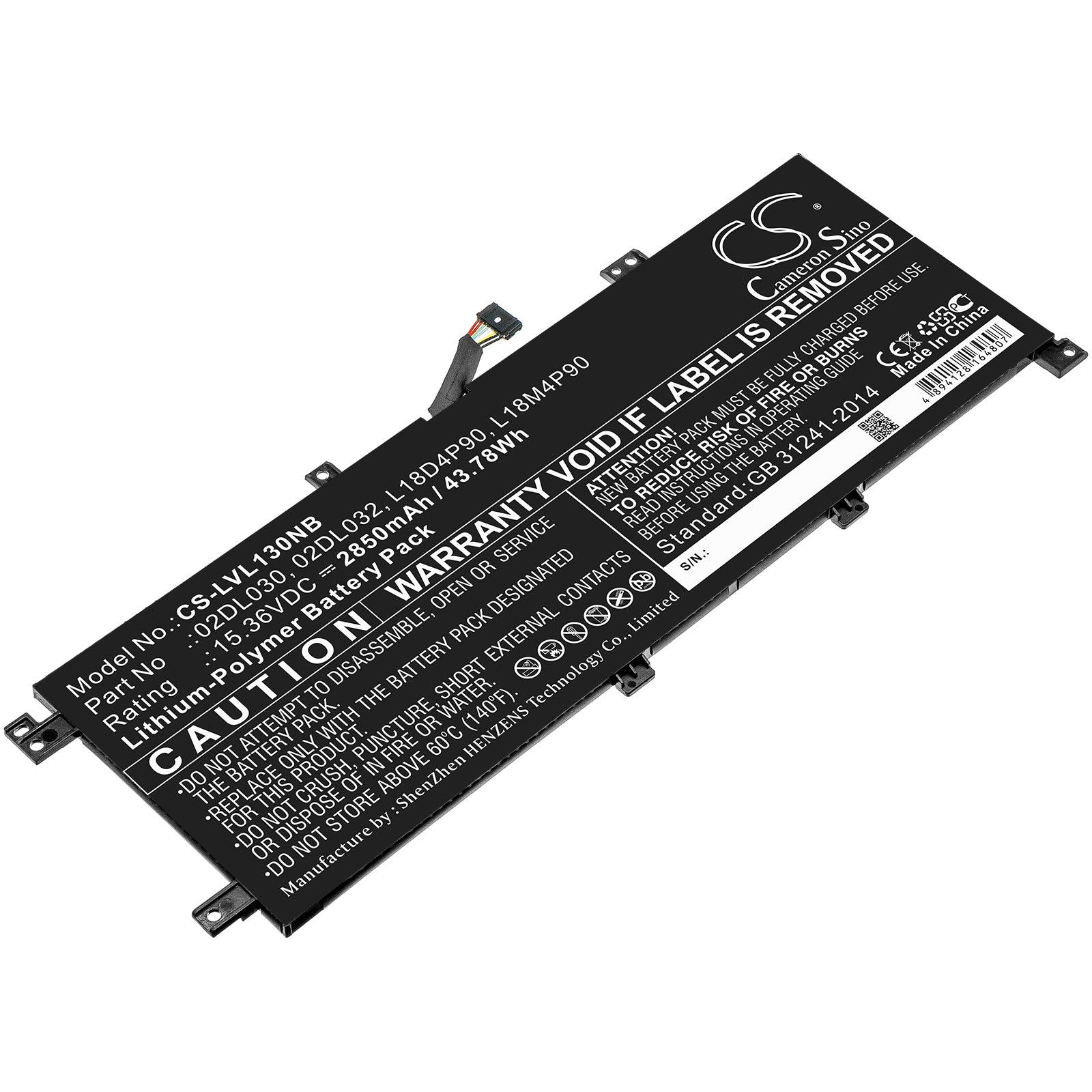 Li-ion Battery fits Lenovo, Thinkpad L13 Gen 2-20vjs07v00, Thinkpad L13 Gen 2-20vjs0dx00 15.36V, 2850mAh Notebook & Laptop Cameron Sino Technology Limited