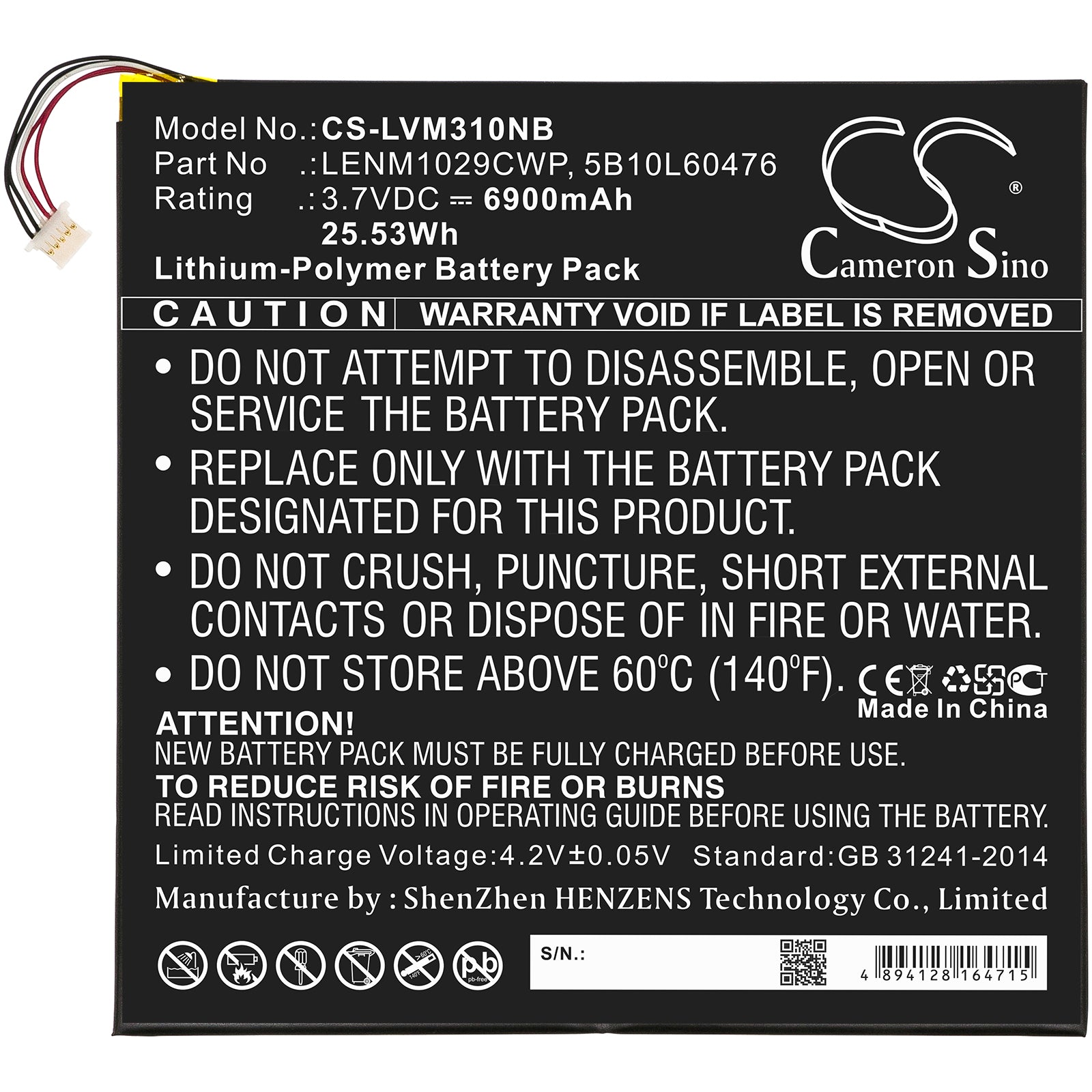Li-Polymer Battery fits Lenovo, Miix 310, Miix 310 10icr 3.7V, 8800mAh Notebook & Laptop Cameron Sino Technology Limited