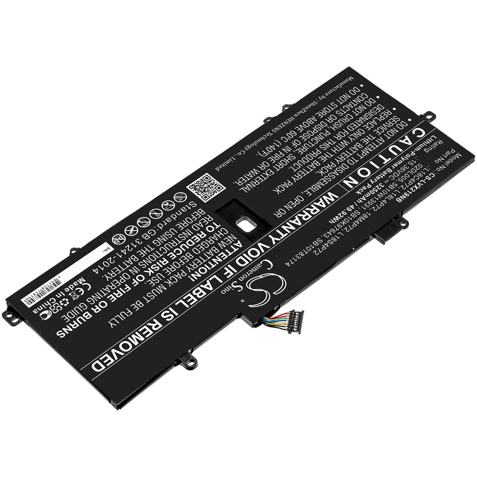 Li-ion Battery fits Lenovo, 02dl005, 5b10w13931, L18l4p72, L18m4p72, L18s4p72, Sb10k97643, Sb10t83174 11.36V, 3250mAh Notebook & Laptop Cameron Sino Technology Limited
