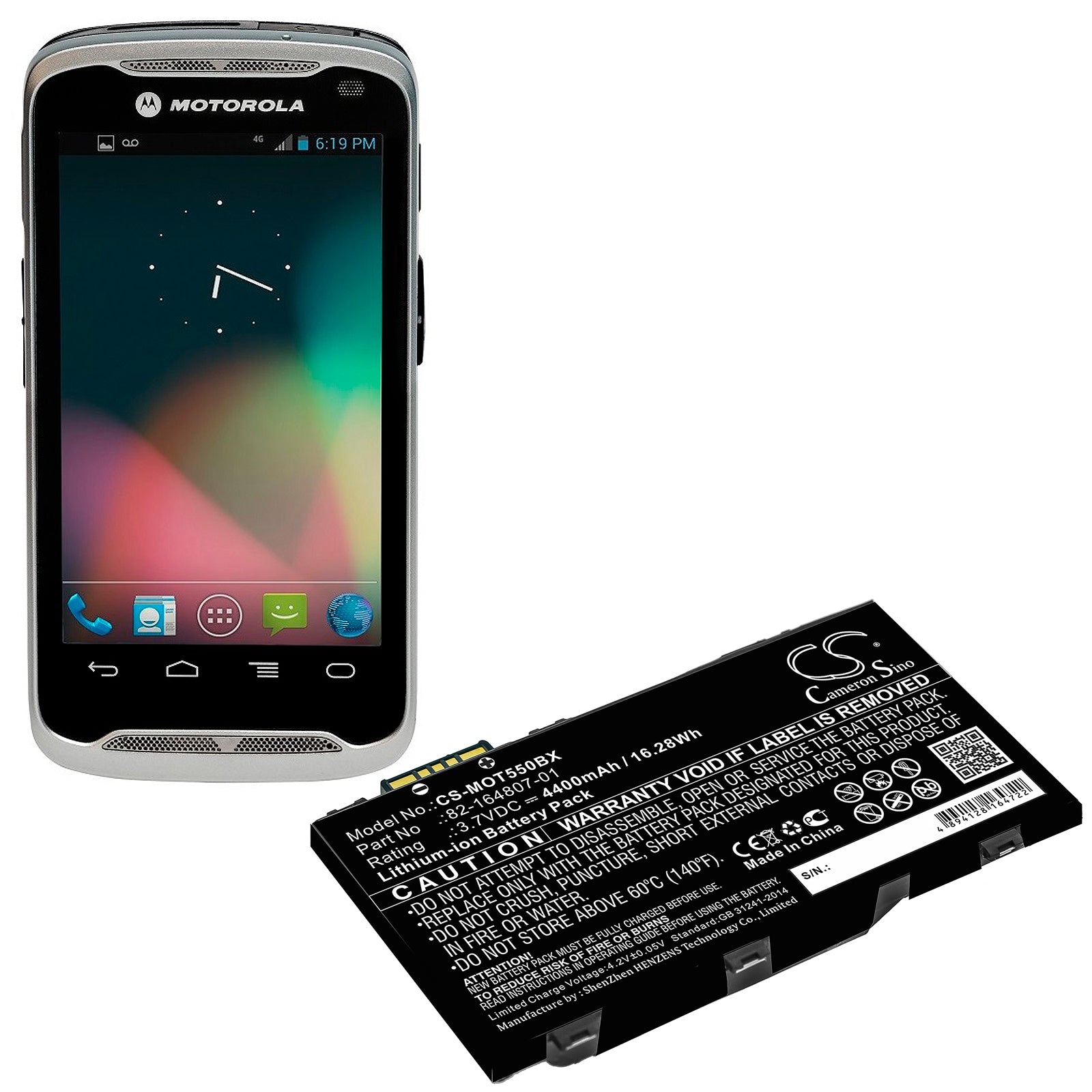 Li-ion Battery fits Motorola, Es85, Es85xx 3.7V, 4400mAh Barcode Scanner Cameron Sino Technology Limited