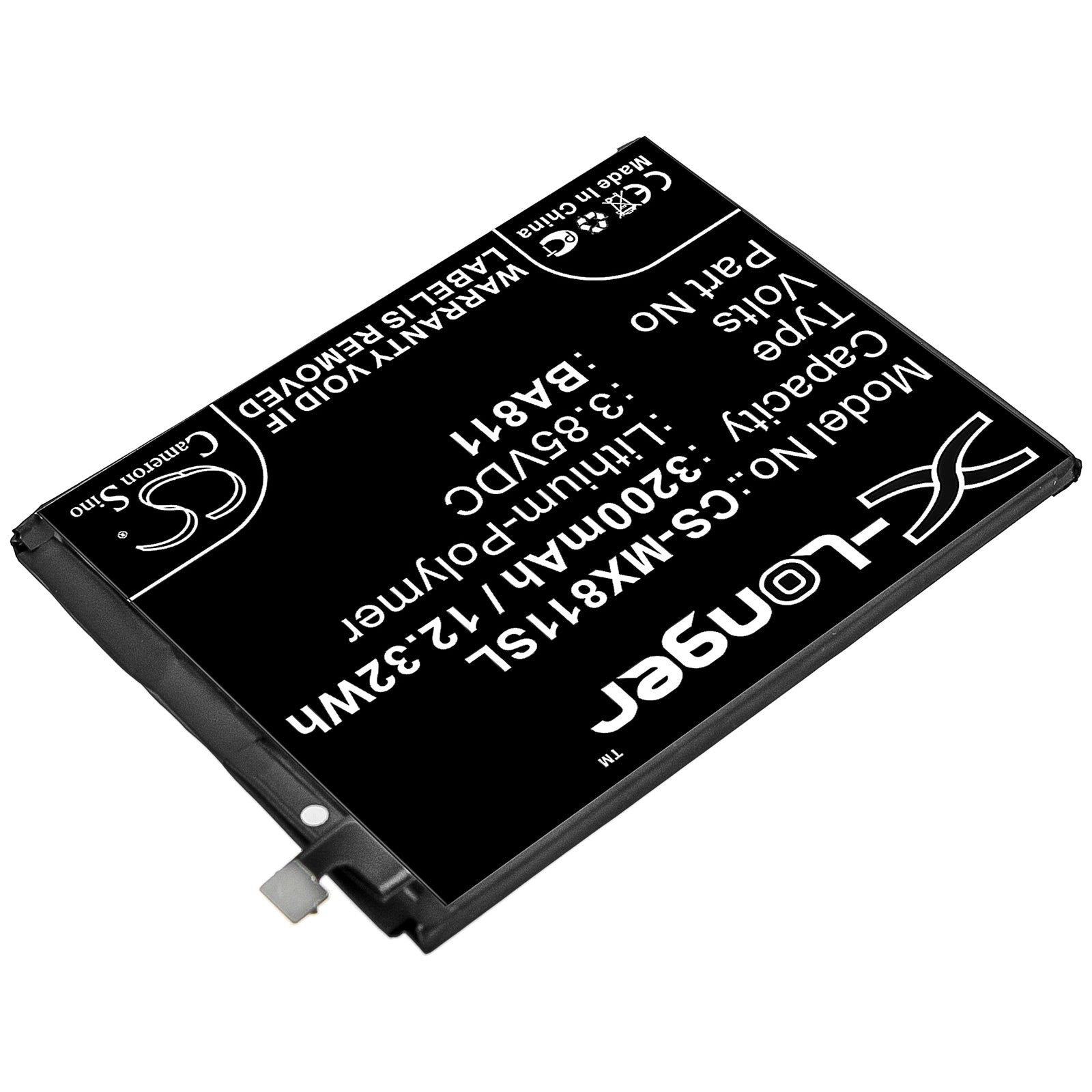 Li-Polymer Battery fits Meizu, Ba811 3.85V, 3200mAh Mobile & SmartPhone Cameron Sino Technology Limited