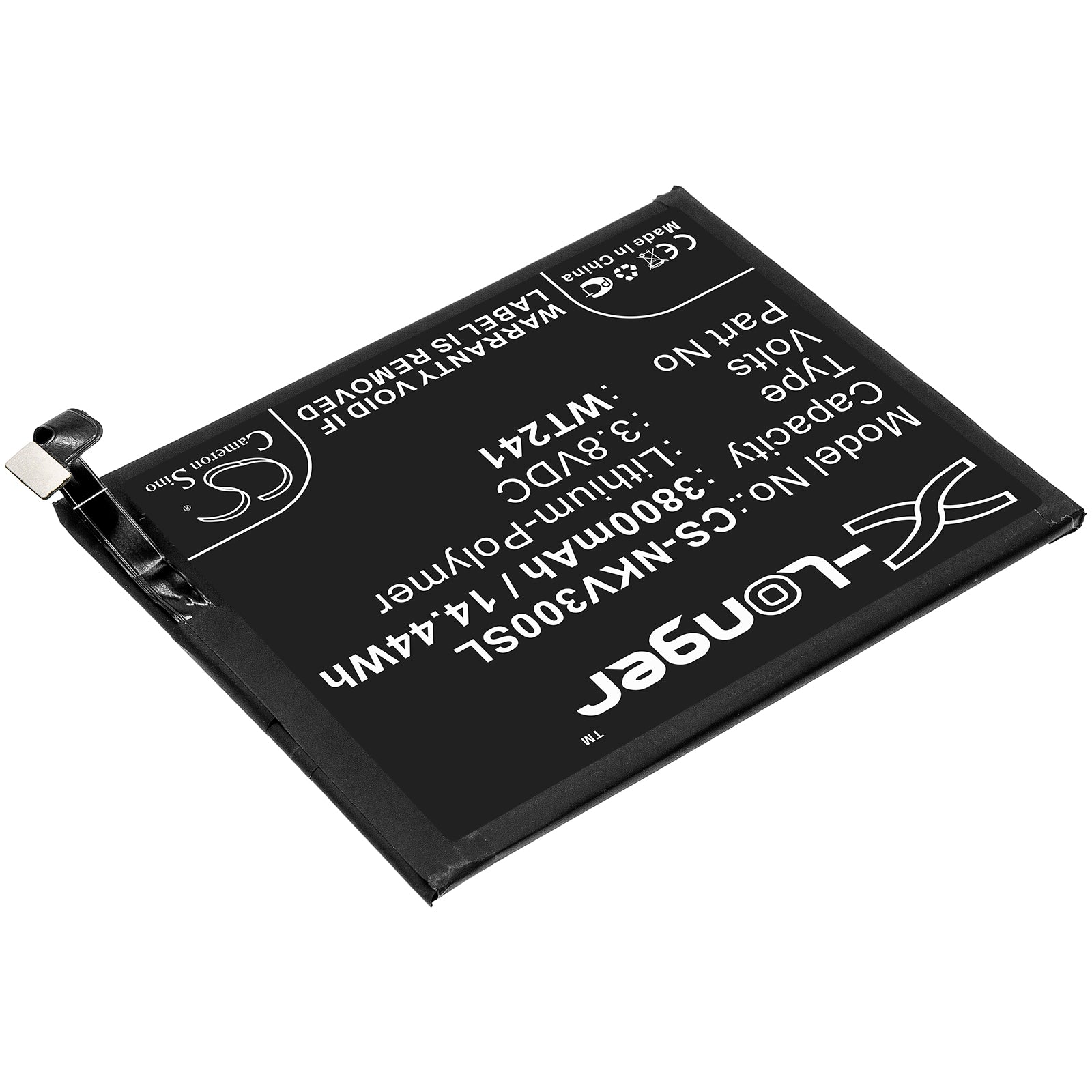 Li-Polymer Battery fits Nokia, 3 V, Ta-1153 3.8V, 3800mAh Mobile & SmartPhone Cameron Sino Technology Limited