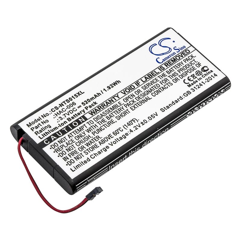 Li-ion Battery Fits Nintendo, Hac-015, Hac-016, Hac-a-jcl-c0 3.7v, 520mah Game Console Cameron Sino Technology Limited