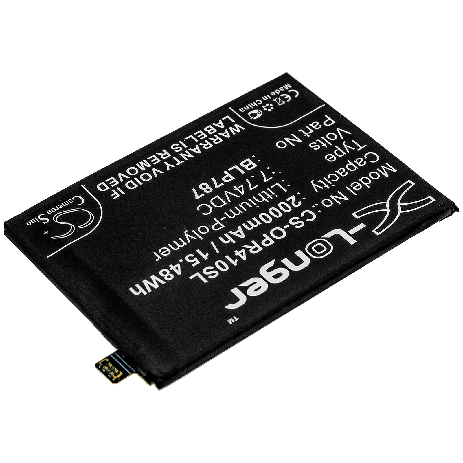 Li-Polymer Battery fits Oppo, Blp787 7.74V, 3950mAh Mobile & SmartPhone Cameron Sino Technology Limited