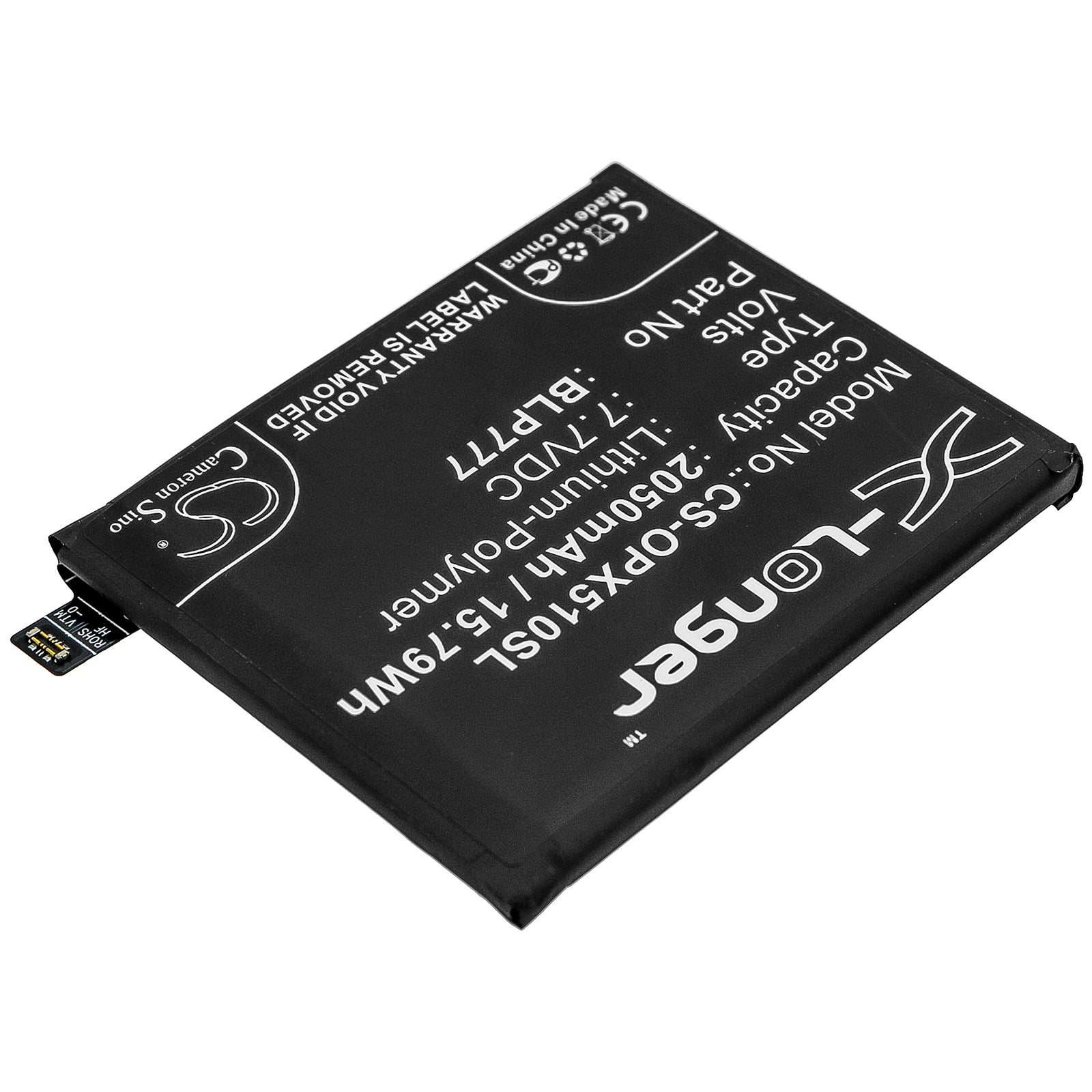 Li-Polymer Battery fits Oppo, Realme X50 Pro 5g, Rmx2072 7.7V, 2050mAh Mobile & SmartPhone Cameron Sino Technology Limited