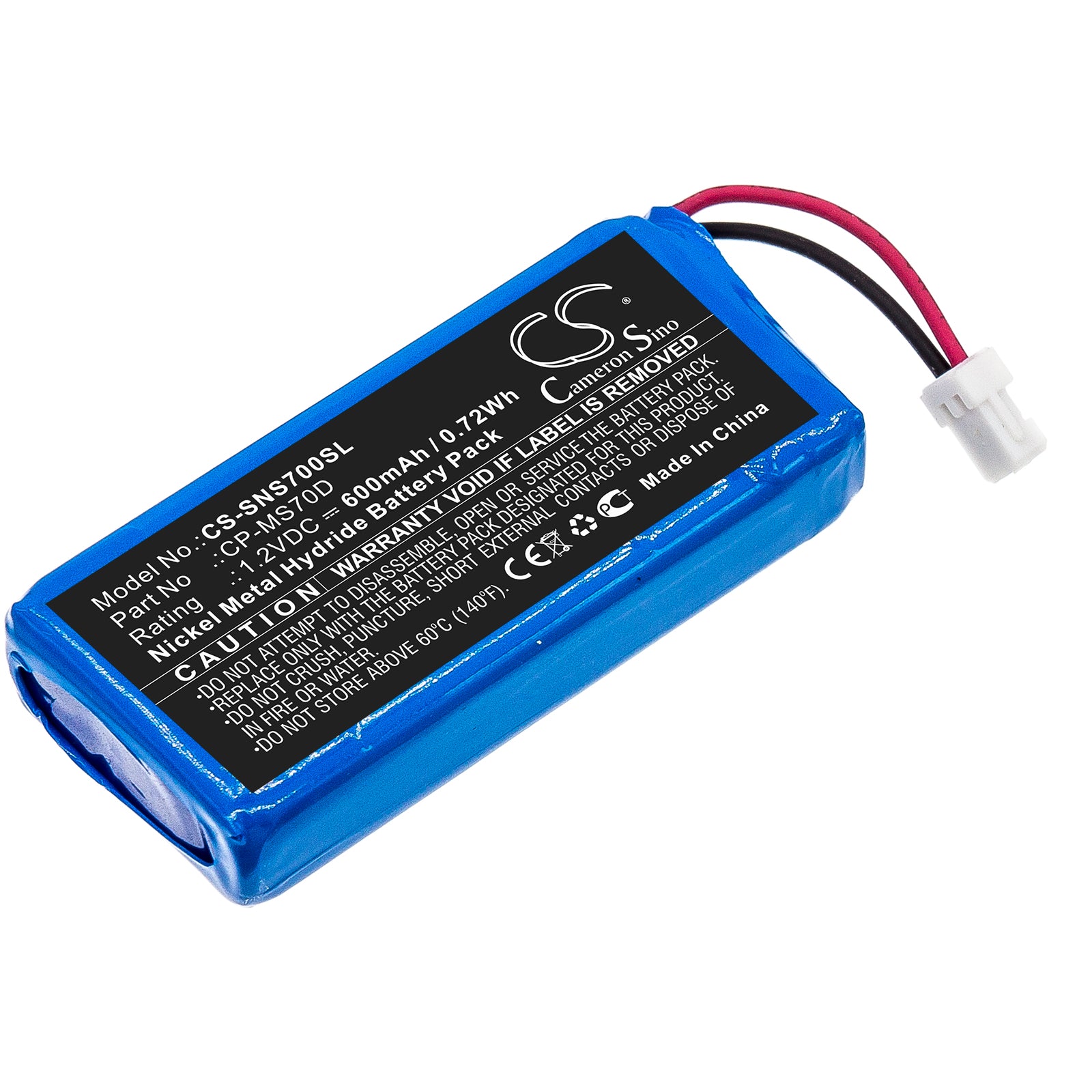 Ni-MH Battery fits Sony, Nw-ms90d, Walkman Nw-ms70d 1.2V, 600mAh Media Player Cameron Sino Technology Limited