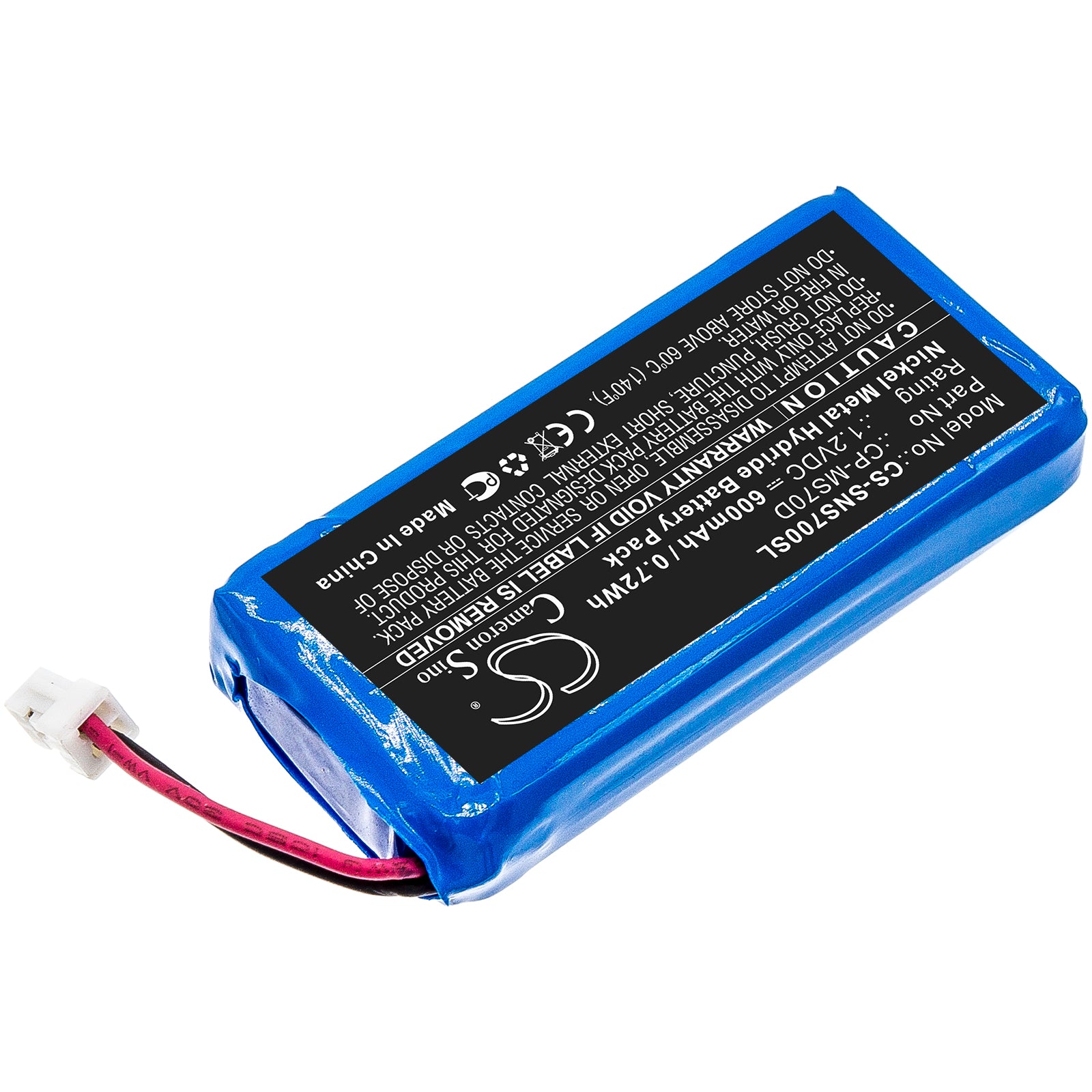 Ni-MH Battery fits Sony, Nw-ms90d, Walkman Nw-ms70d 1.2V, 600mAh Media Player Cameron Sino Technology Limited