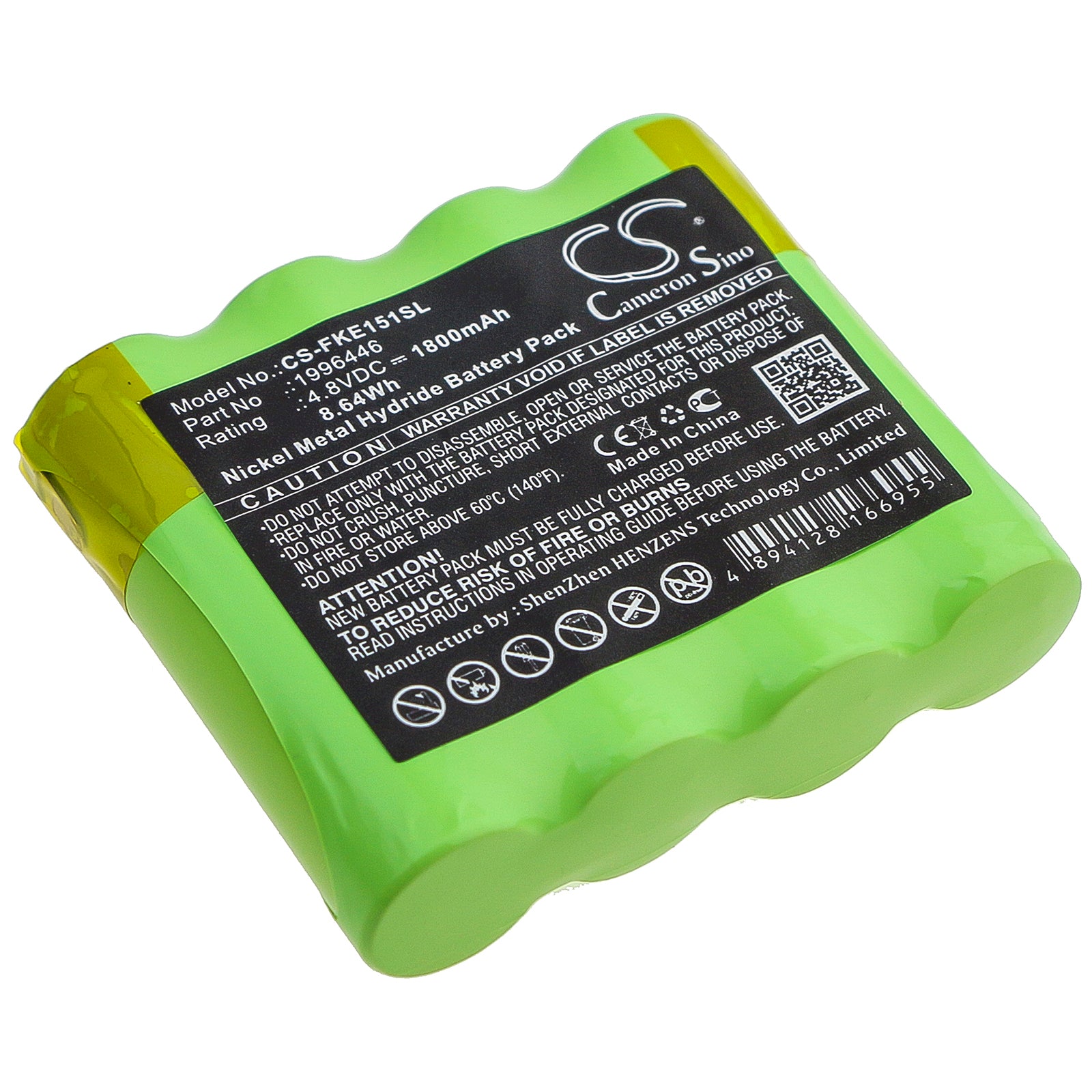 Ni-MH Battery fits Fluke, E1515w 4.8V, 1800mAh Equipment & Survey & Test Cameron Sino Technology Limited