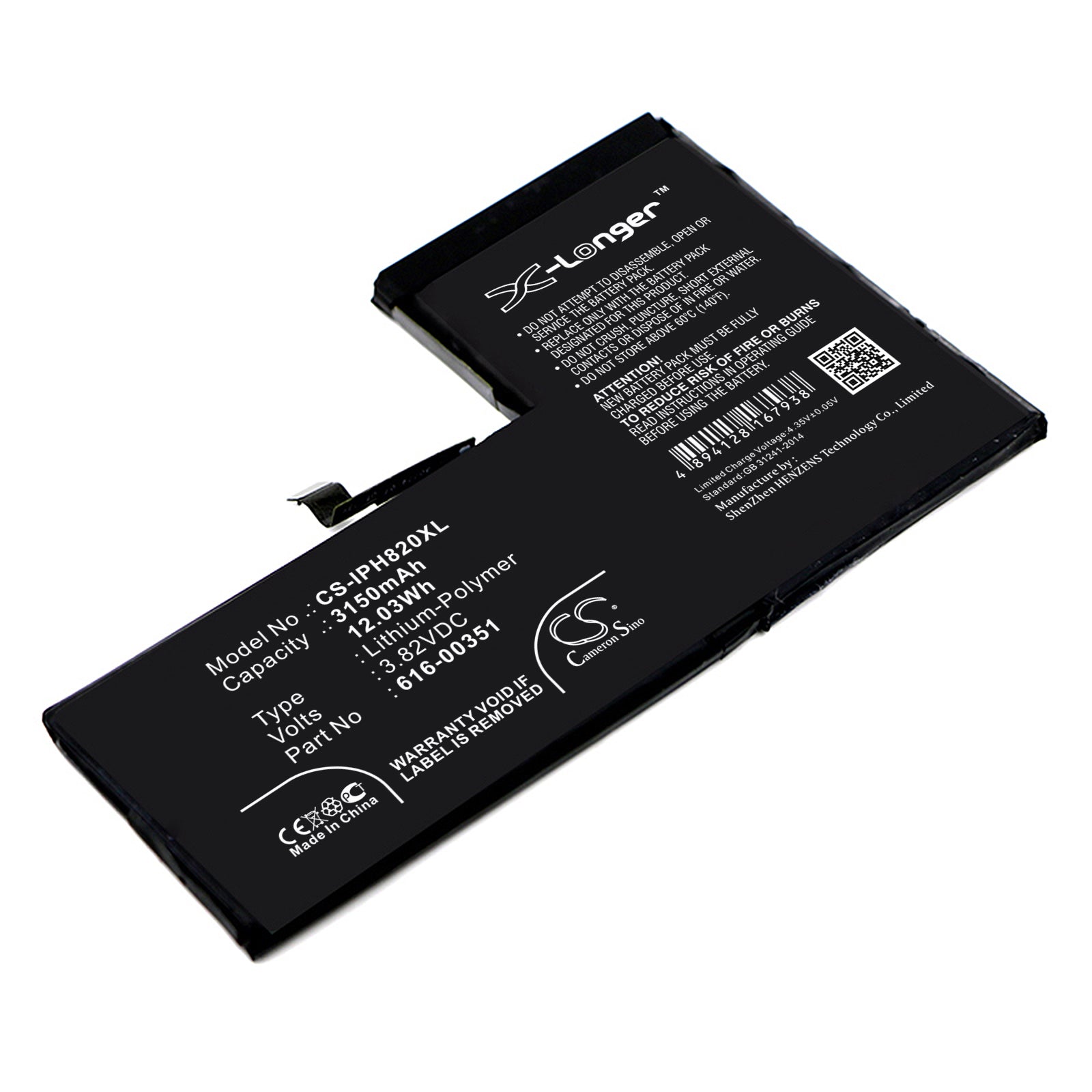Li-Polymer Battery fits Apple, Iphone X, Mqa52ll/a, Mqa62ll/a 3.82V, 3150mAh Mobile & SmartPhone Cameron Sino Technology Limited
