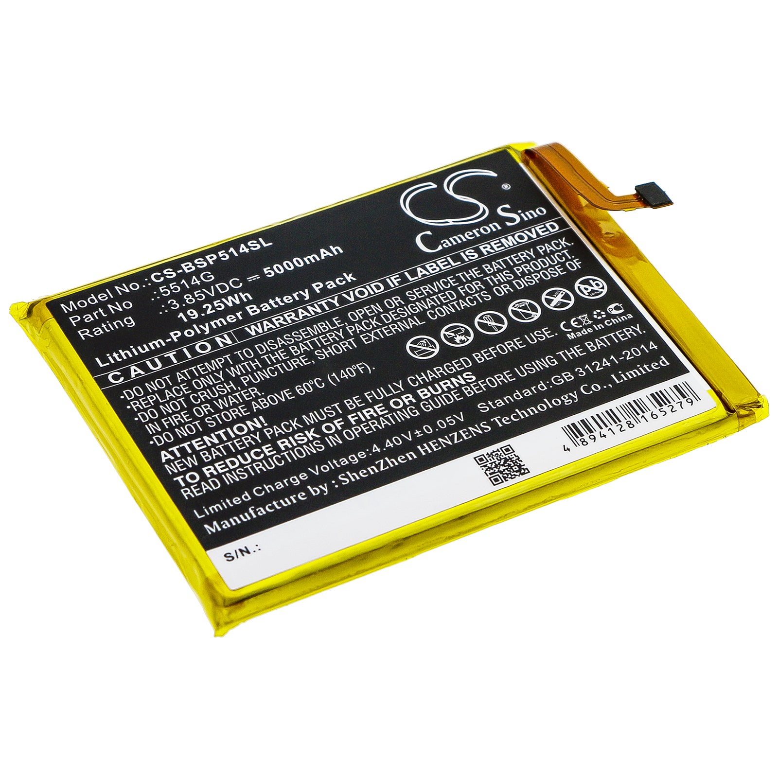 Li-Polymer Battery fits Bq, Strike Power 3.85V, 5000mAh Mobile & SmartPhone Cameron Sino Technology Limited