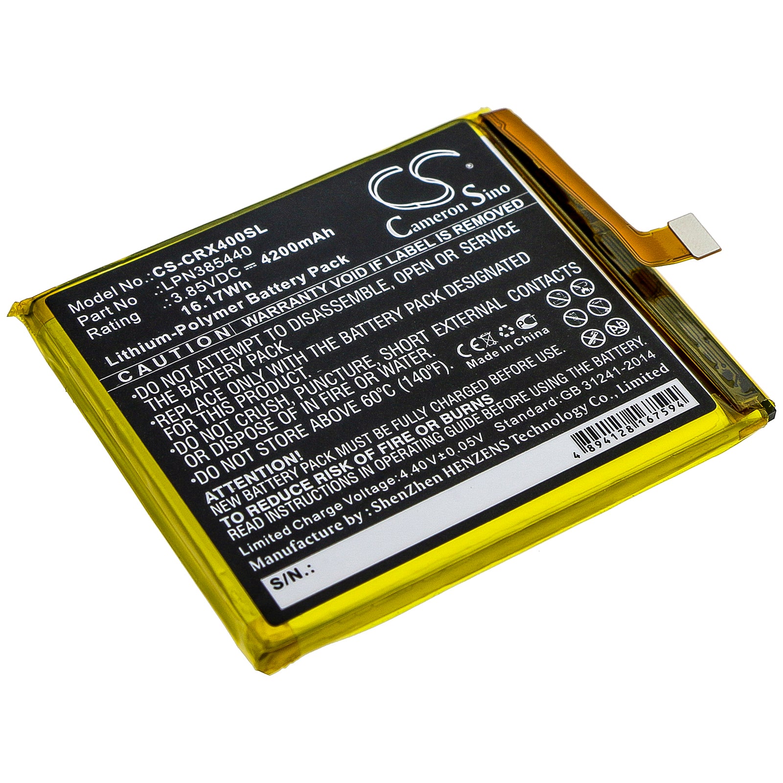 Li-Polymer Battery fits Crosscall, Trekker X4 3.85V, 4200mAh Communications Cameron Sino Technology Limited