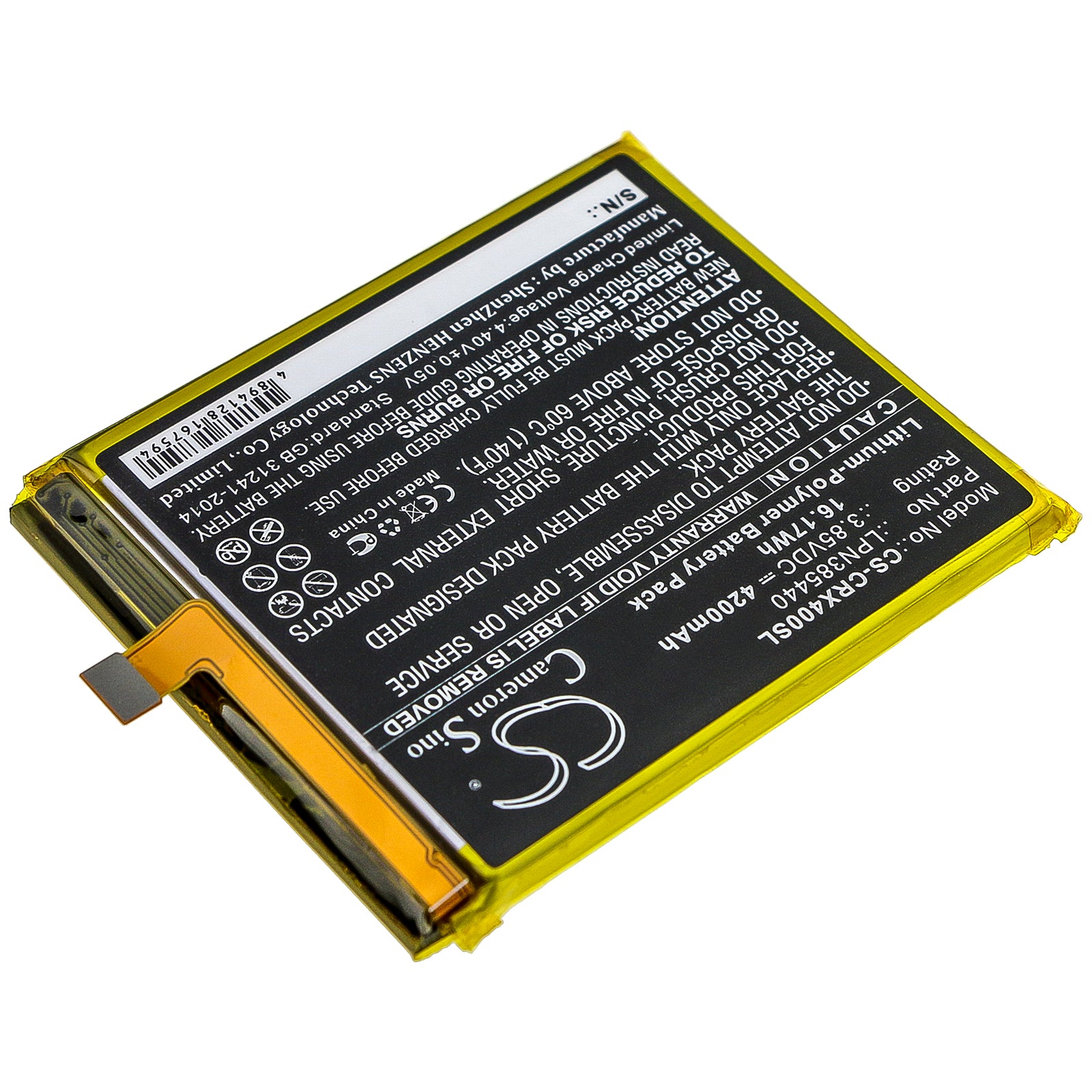 Li-Polymer Battery fits Crosscall, Trekker X4 3.85V, 4200mAh Communications Cameron Sino Technology Limited