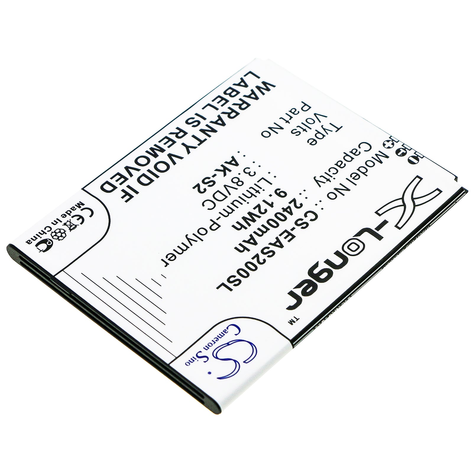 Li-Polymer Battery fits Emporia, Smart 2 3.8V, 2400mAh Mobile & SmartPhone Cameron Sino Technology Limited