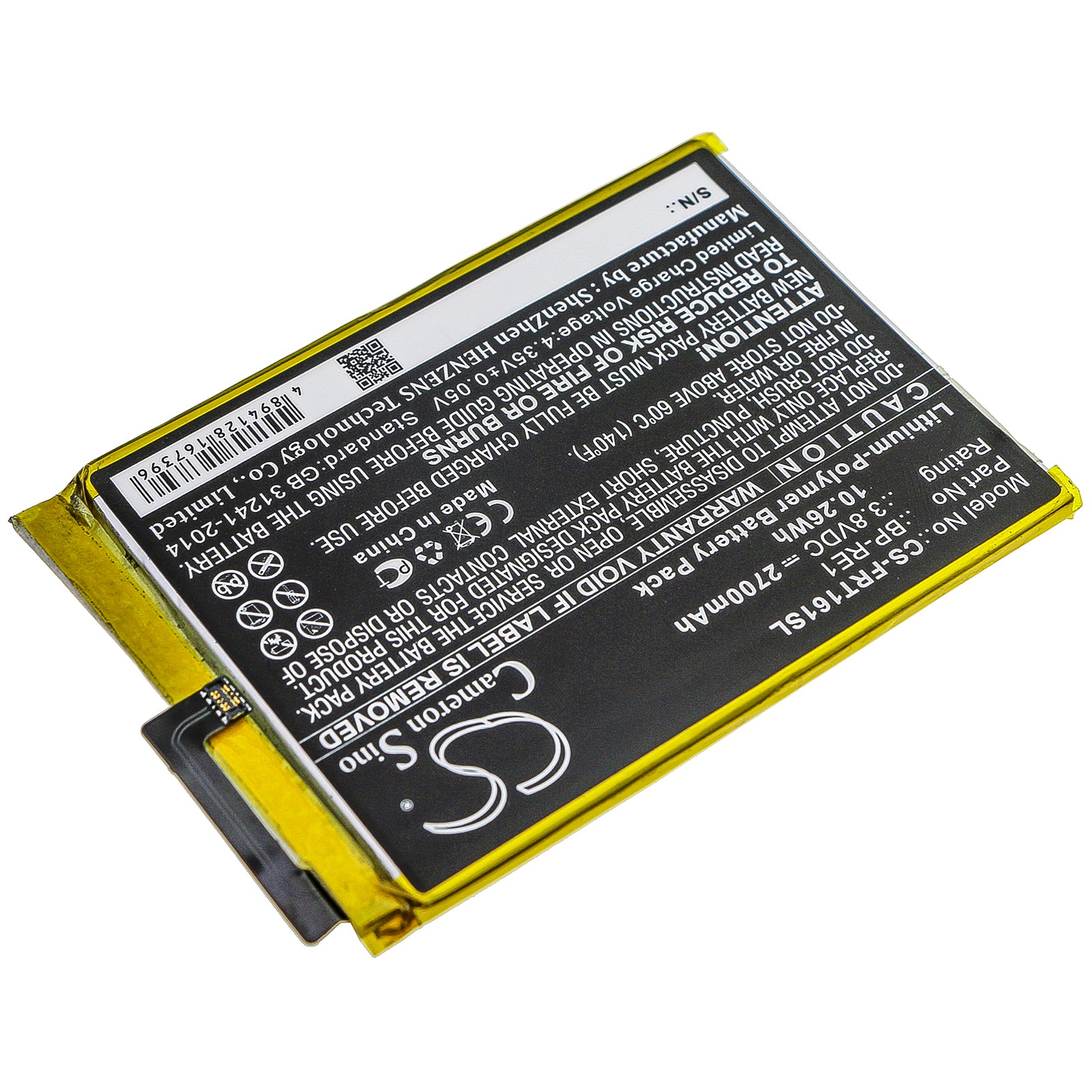 Li-Polymer Battery fits Freetel, Ftj161b, Ftj161b-rei, Ftj161b-rei-bk 3.8V, 2700mAh Mobile & SmartPhone Cameron Sino Technology Limited