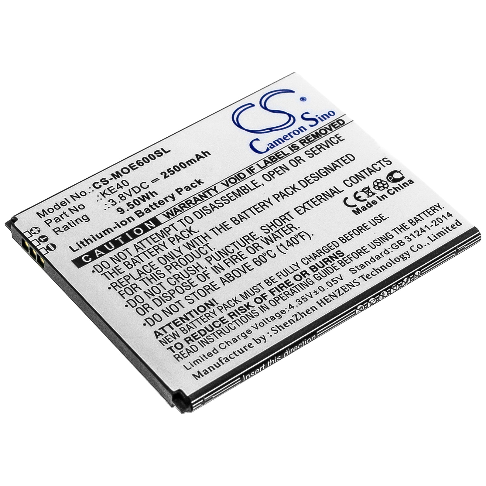 Li-ion Battery fits Motorola, Moto E6, Xt2005, Xt2005-1 3.8V, 2500mAh Mobile & SmartPhone Cameron Sino Technology Limited