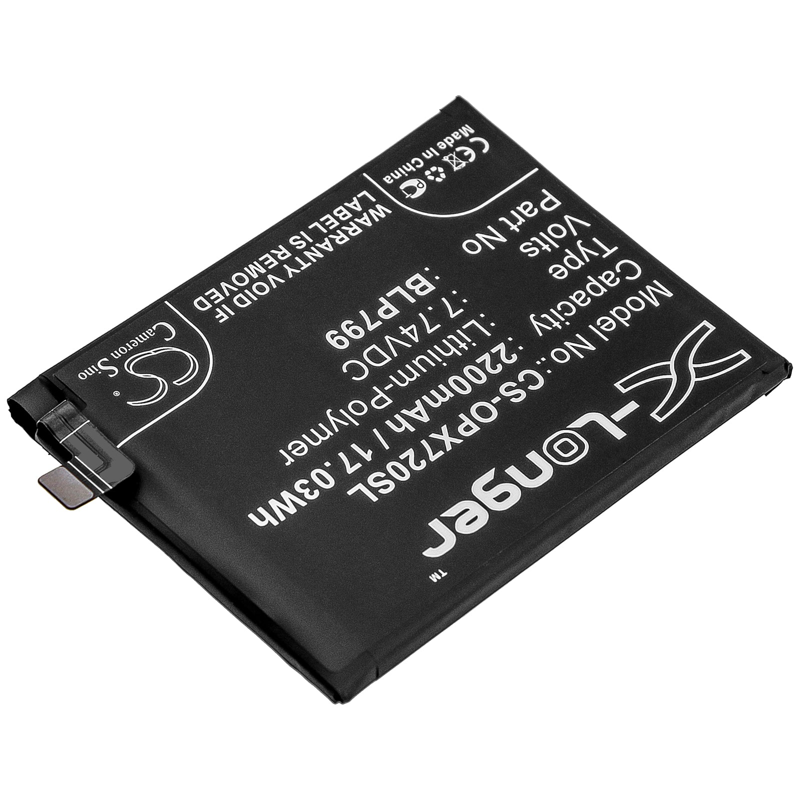 Li-Polymer Battery fits Oppo, R2121, Realme X7 Pro 5g, Rmx2121 7.74V, 2200mAh Mobile & SmartPhone Cameron Sino Technology Limited