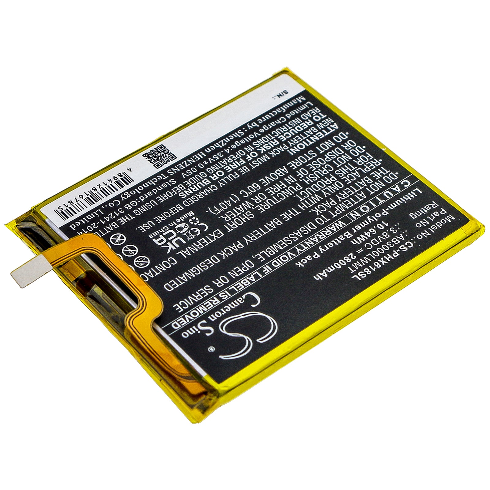 Li-Polymer Battery fits Philips, Xenium X818 3.8V, 2800mAh Mobile & SmartPhone Cameron Sino Technology Limited