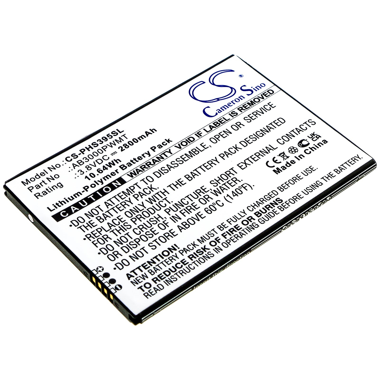 Li-Polymer Battery fits Philips, Cts395, Xenium S395 3.8V, 2800mAh Mobile & SmartPhone Cameron Sino Technology Limited