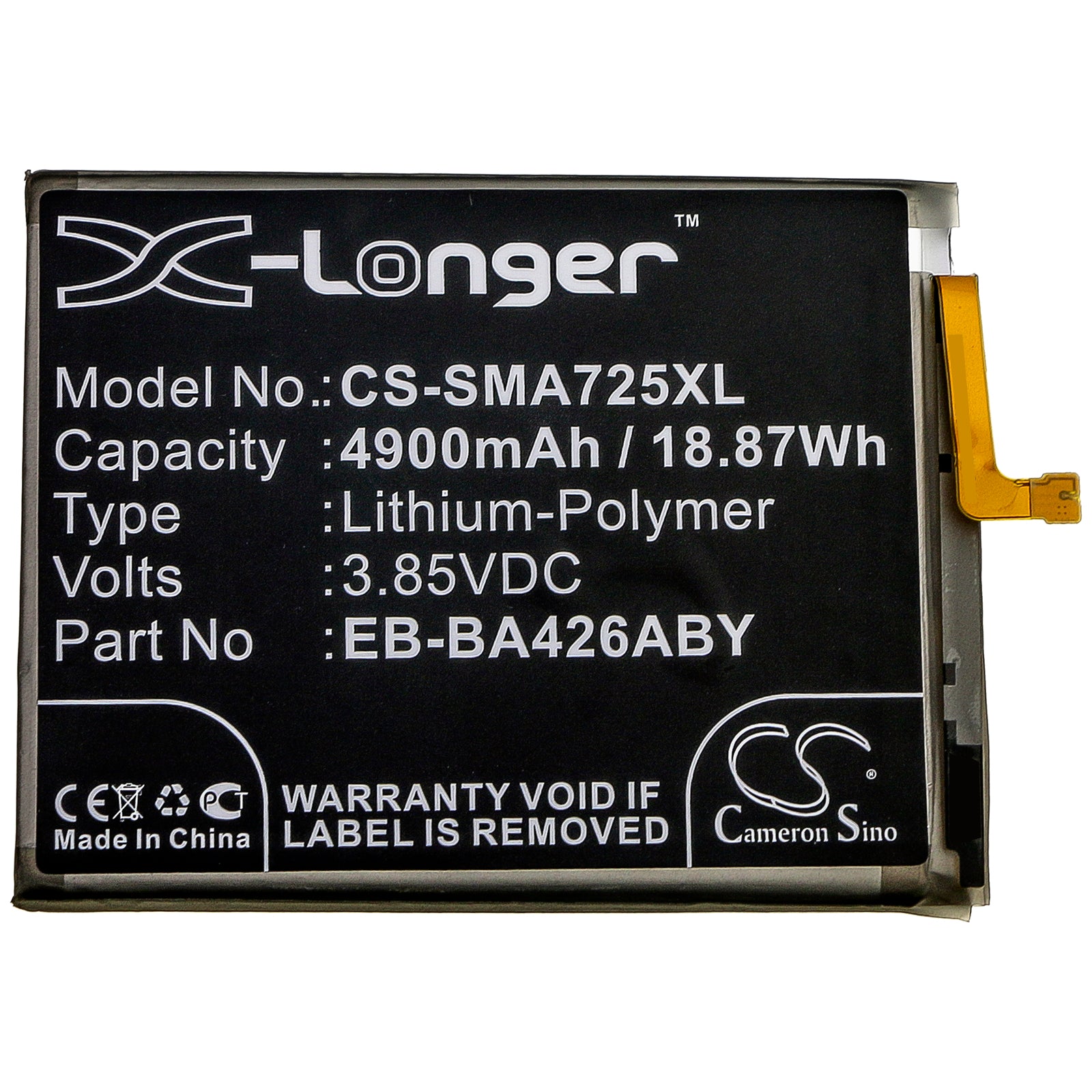Li-Polymer Battery fits Samsung, Galaxy A32, Galaxy A32 5g 2021, Galaxy A326 3.85V, 4900mAh Hotspot Cameron Sino Technology Limited