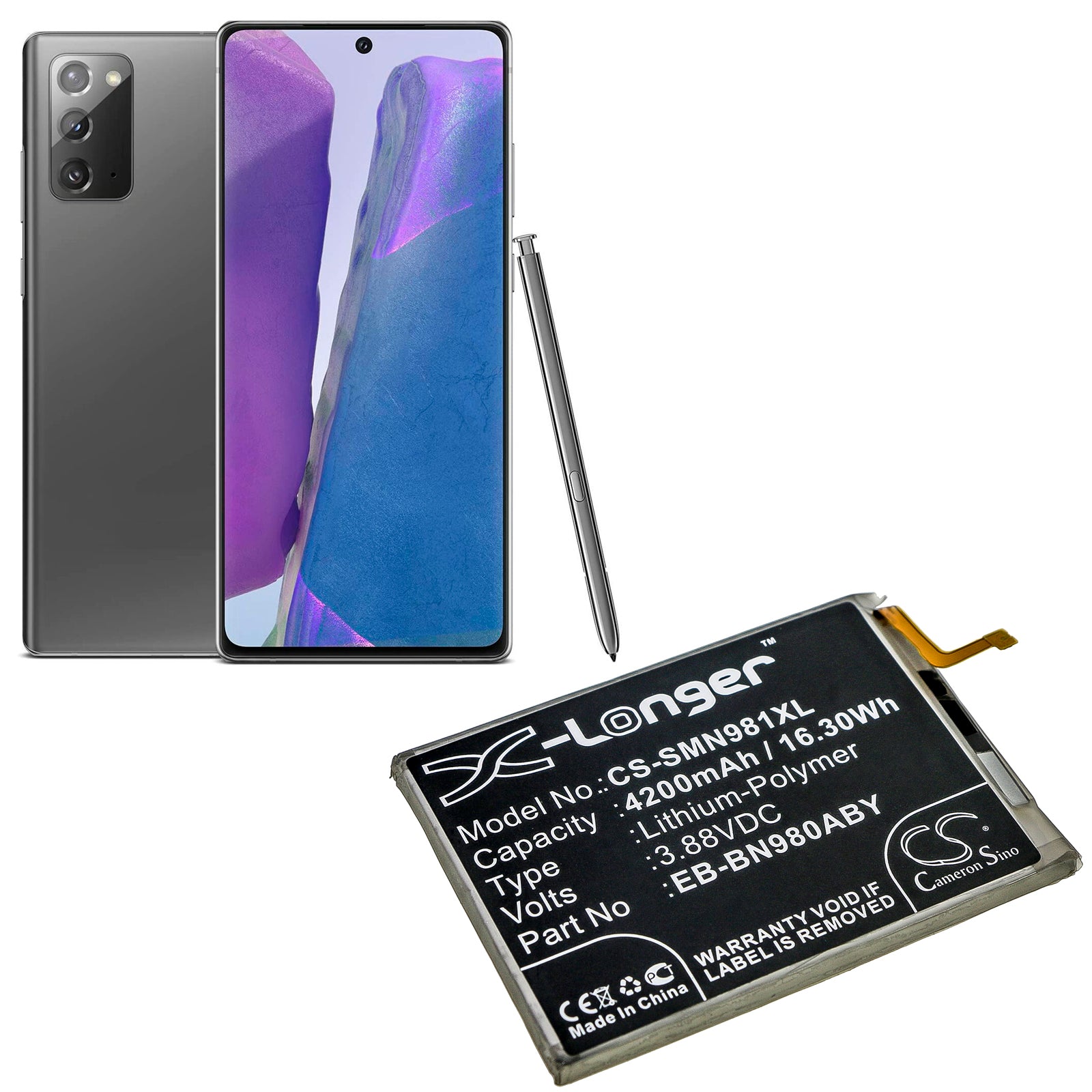 Li-Polymer Battery fits Samsung, Galaxy Note 20, Galaxy Note 20 5g, Sm-n9810 3.88V, 4200mAh Mobile & SmartPhone Cameron Sino Technology Limited