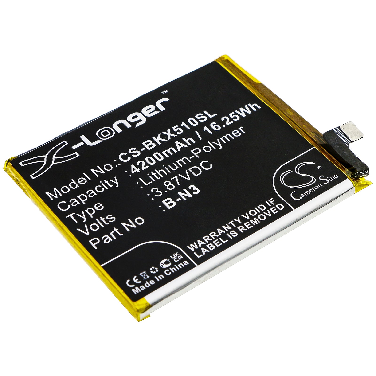 Li-Polymer Battery fits Vivo, V2005, V2005a, X50 Pro 3.87V, 4200mAh Mobile & SmartPhone Cameron Sino Technology Limited