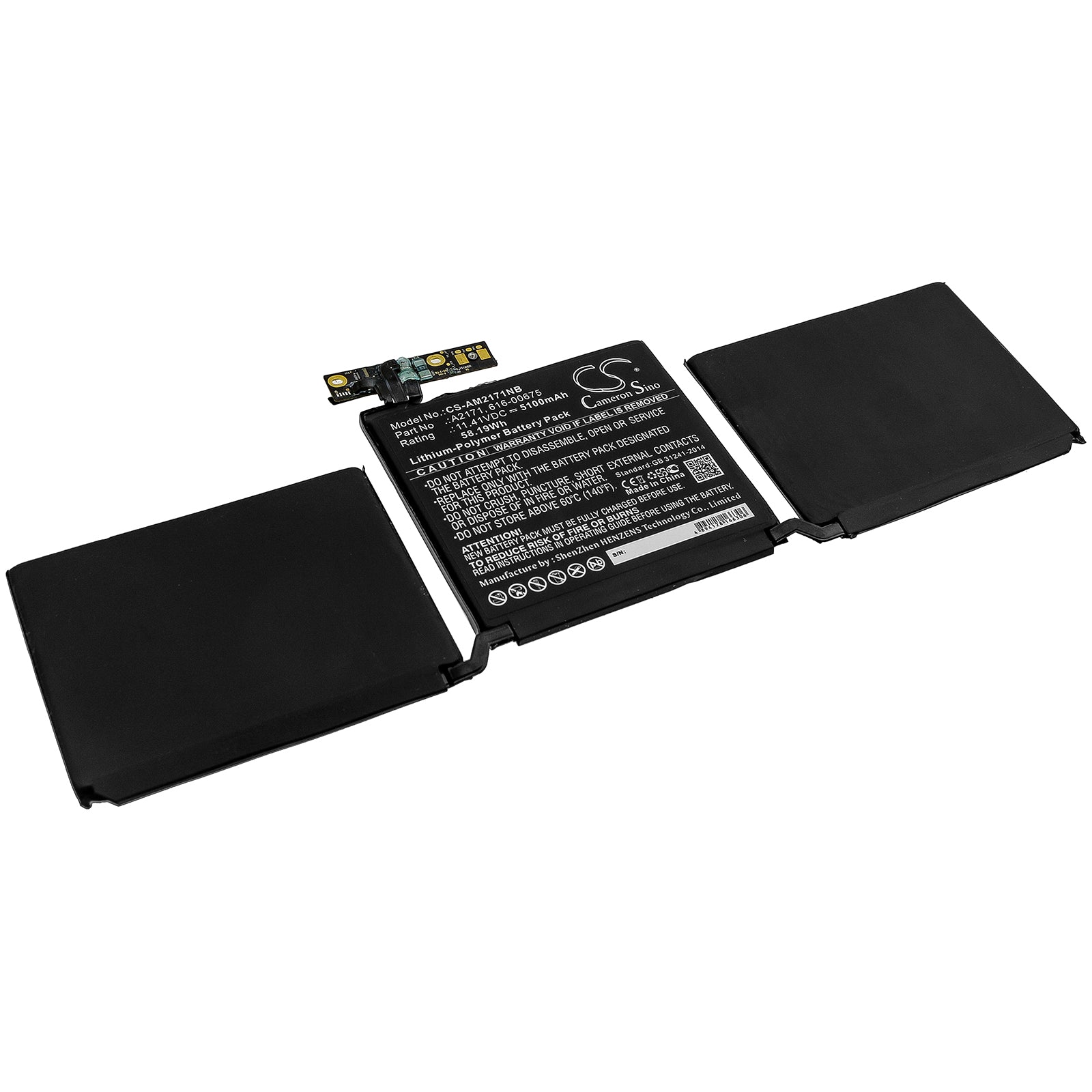 Li-Polymer Battery fits Apple, Macbook Pro 13 Inch Two Thunderbolt 3, Macbook Pro Emc 3301 11.41V, 5100mAh Notebook & Laptop Cameron Sino Technology Limited