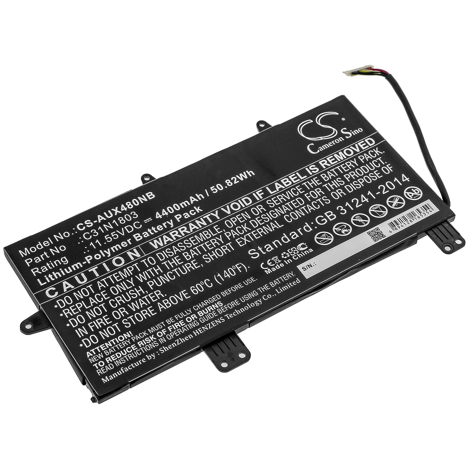 Li-Polymer Battery fits Asus, Ux480fd Ux450fd, Zenbook Pro 14 Ux480 11.55V, 4400mAh Notebook & Laptop Cameron Sino Technology Limited