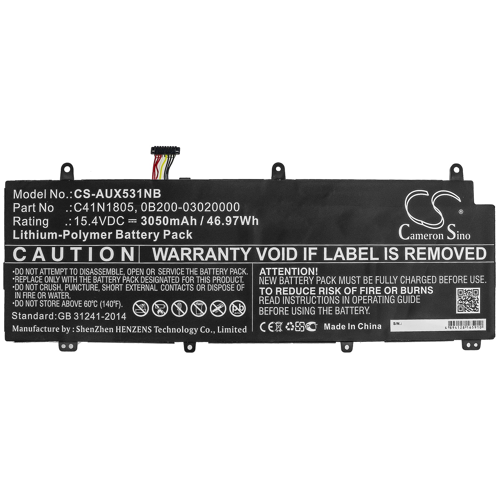 Li-Polymer Battery fits Asus, Gx531, Gx531gm, Gx531gs 15.4V, 3050mAh Notebook & Laptop Cameron Sino Technology Limited
