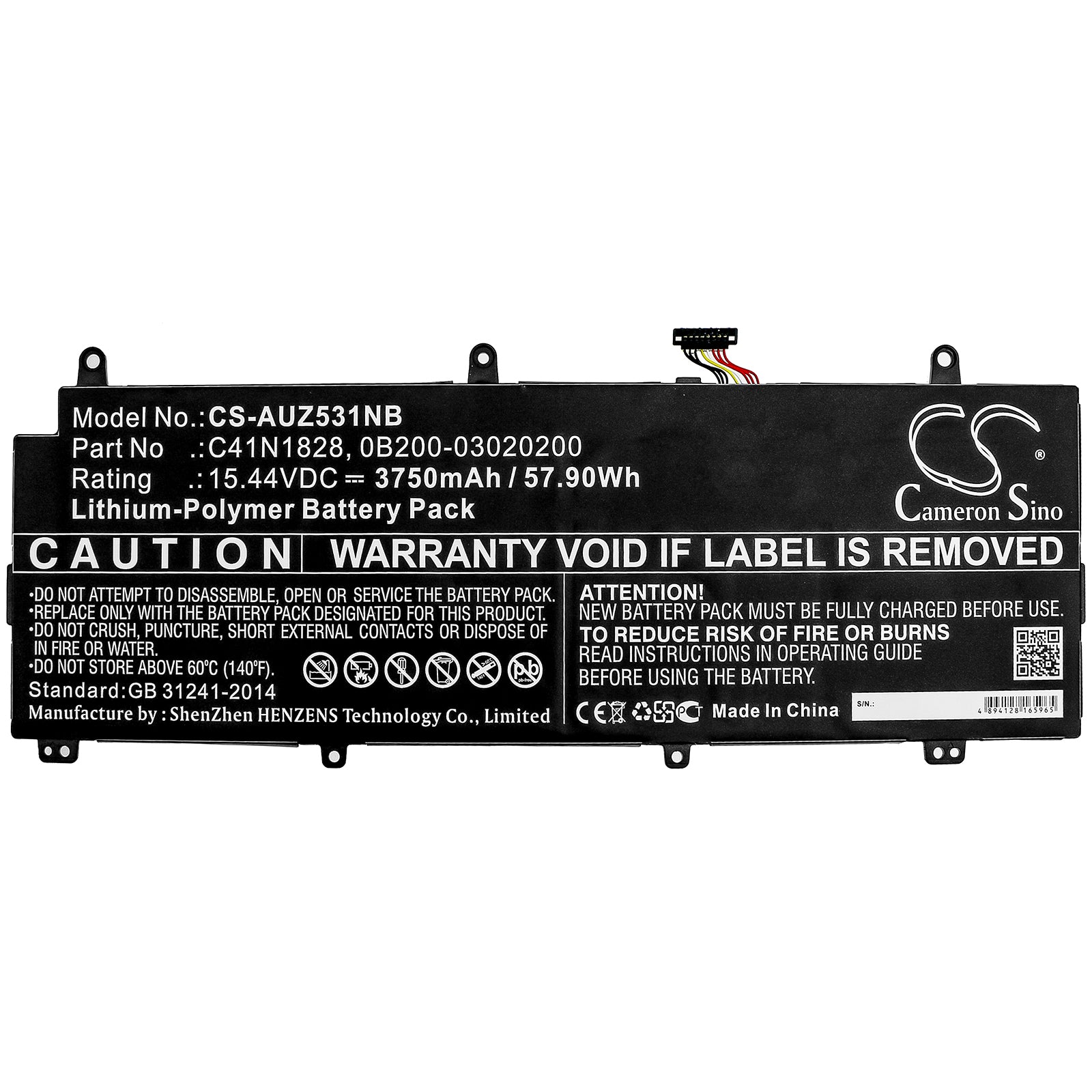 Li-Polymer Battery fits Asus, Gx531gv, Gx531gw, Gx531gw-78a27cb1 15.44V, 3750mAh Notebook & Laptop Cameron Sino Technology Limited