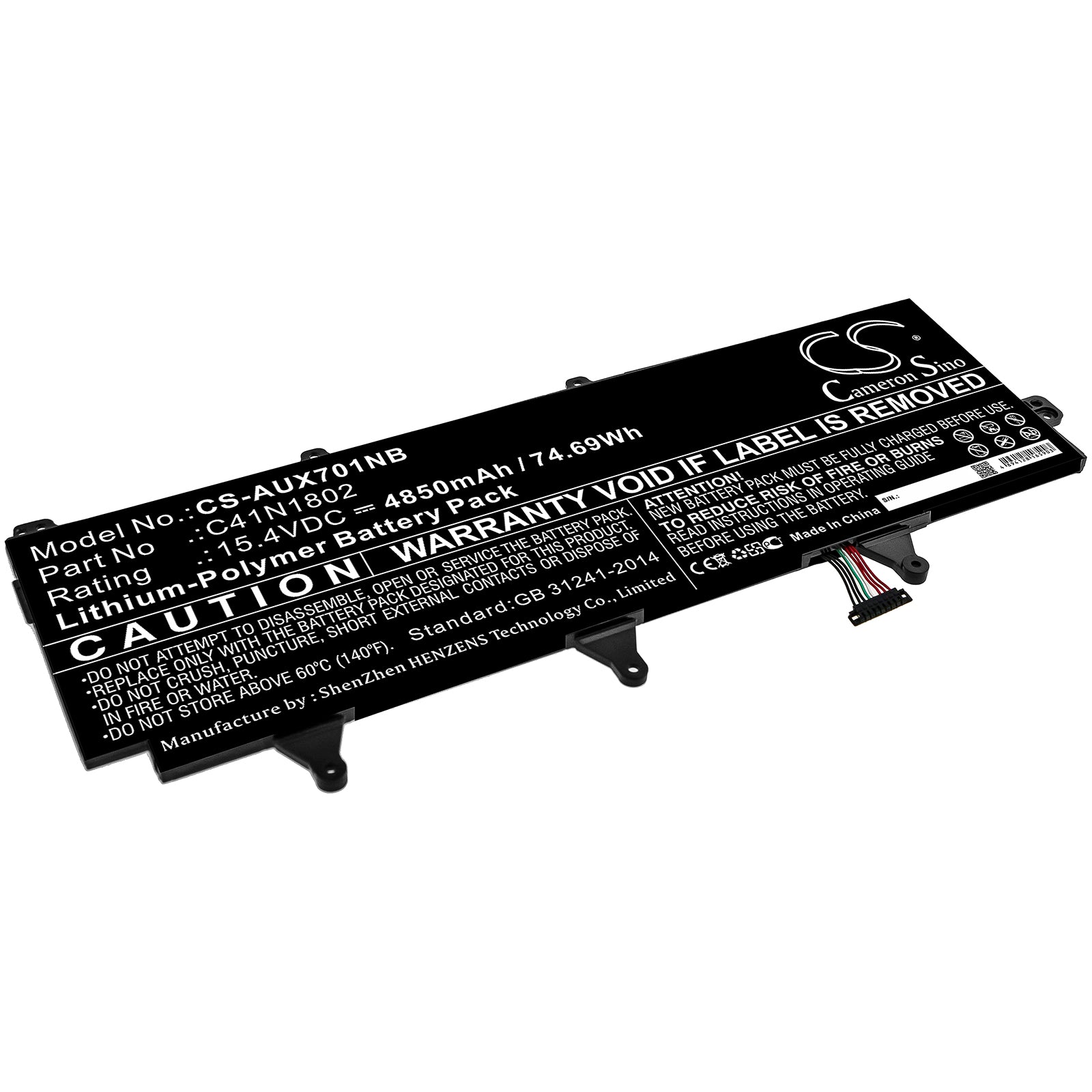 Li-Polymer Battery fits Asus, Gx701g, Gx701gv-ev016t, Gx701gv-ev052t 15.4V, 4850mAh Notebook & Laptop Cameron Sino Technology Limited